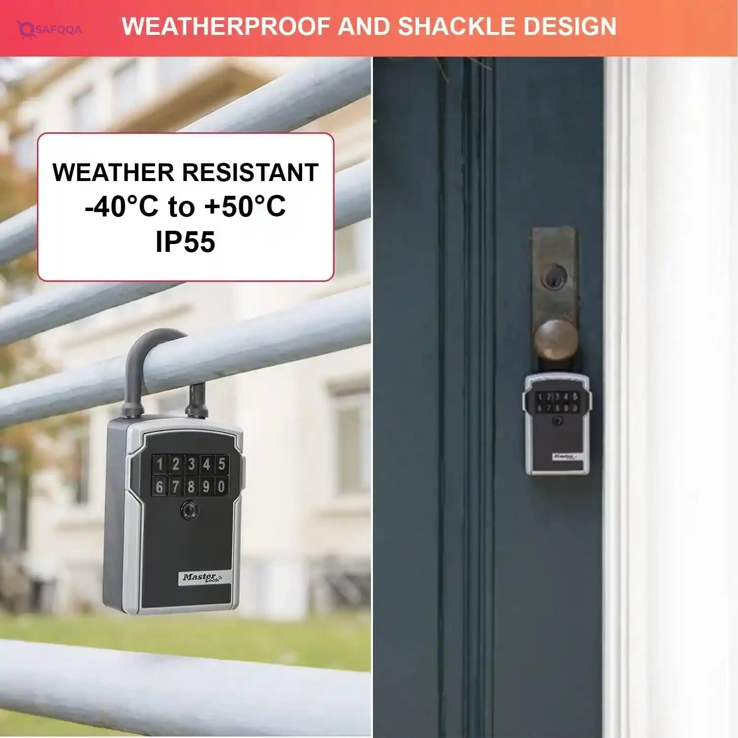Master Lock Connected Key Safe [Bluetooth or Combination Access] [Shackle] [Outdoor] - 5440EURD - Select Access Smart Key Lock Box - Safqqa