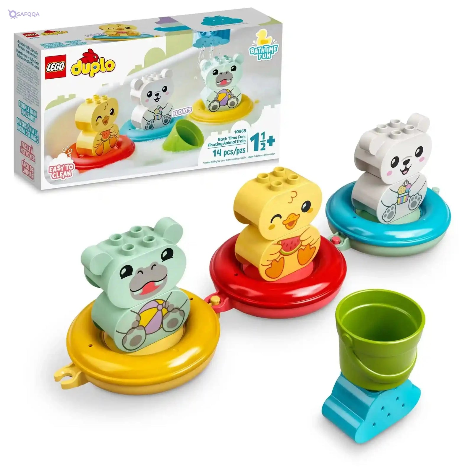 LEGO DUPLO My First Bath Time Fun: Floating Animal Train 10965 Building Toy for Preschool Kids Aged 18 Months and up (14 Pieces) - Safqqa