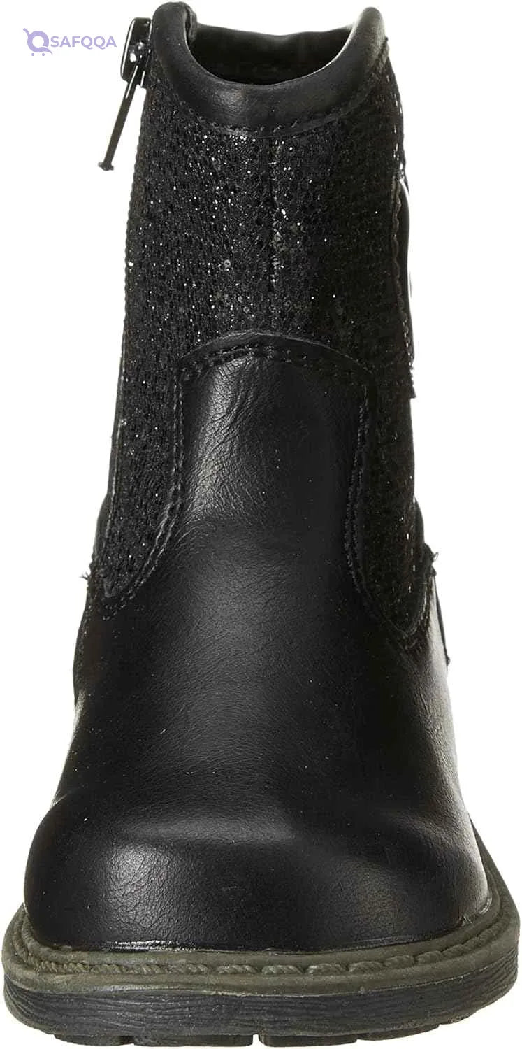 Sprox Mixed Media Stitched-Heart Detail Side-Zip Mid-Calf Boots for Girls - Safqqa Egypt