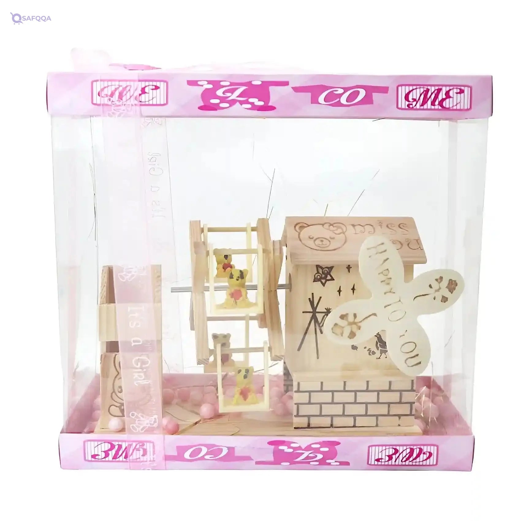 Welcome Baby Gift Set For Baby Shower Shape Farm With Sound For Girls-Pink - Safqqa