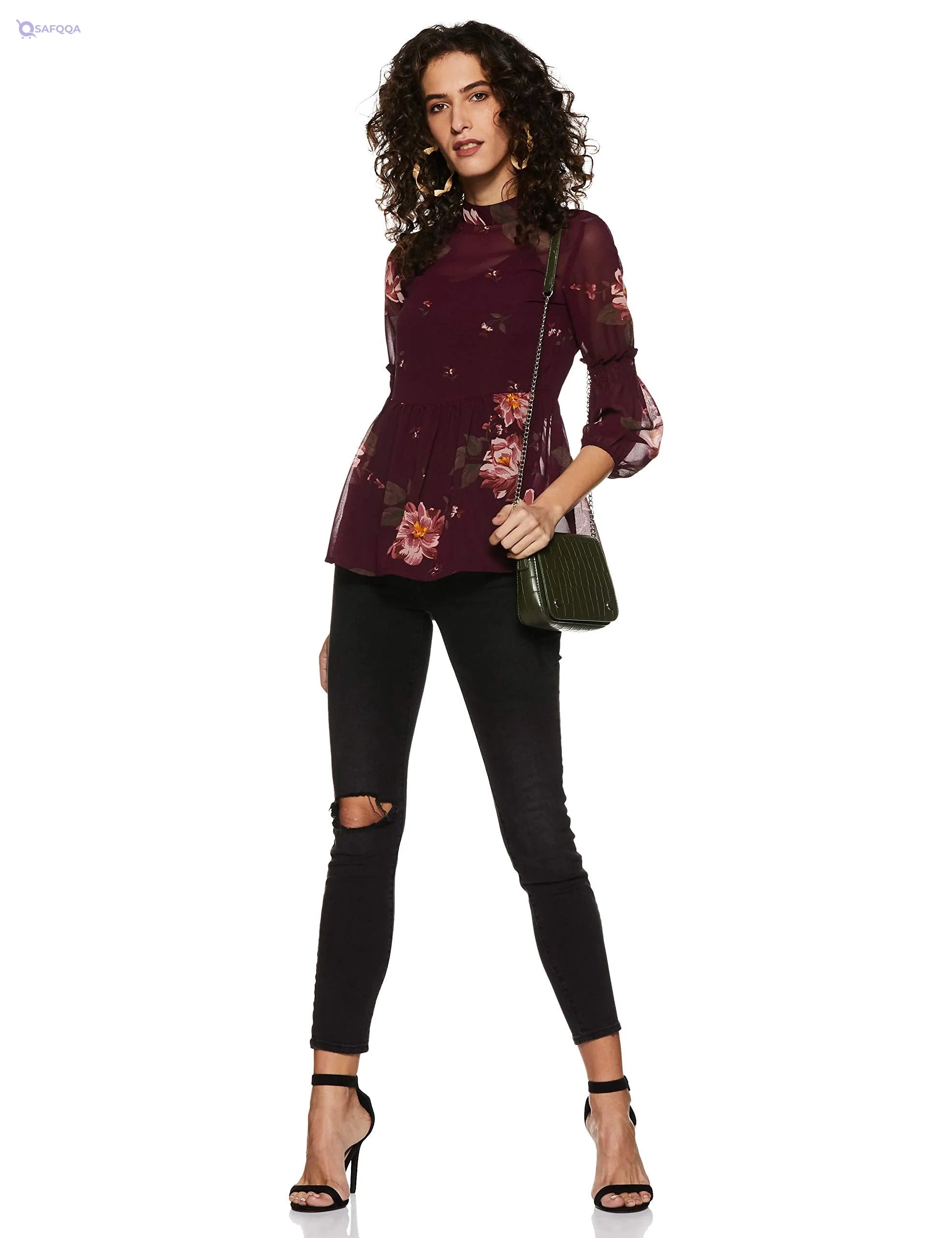 Styleville.in Women Floral Regular Fit Blouse - Safqqa