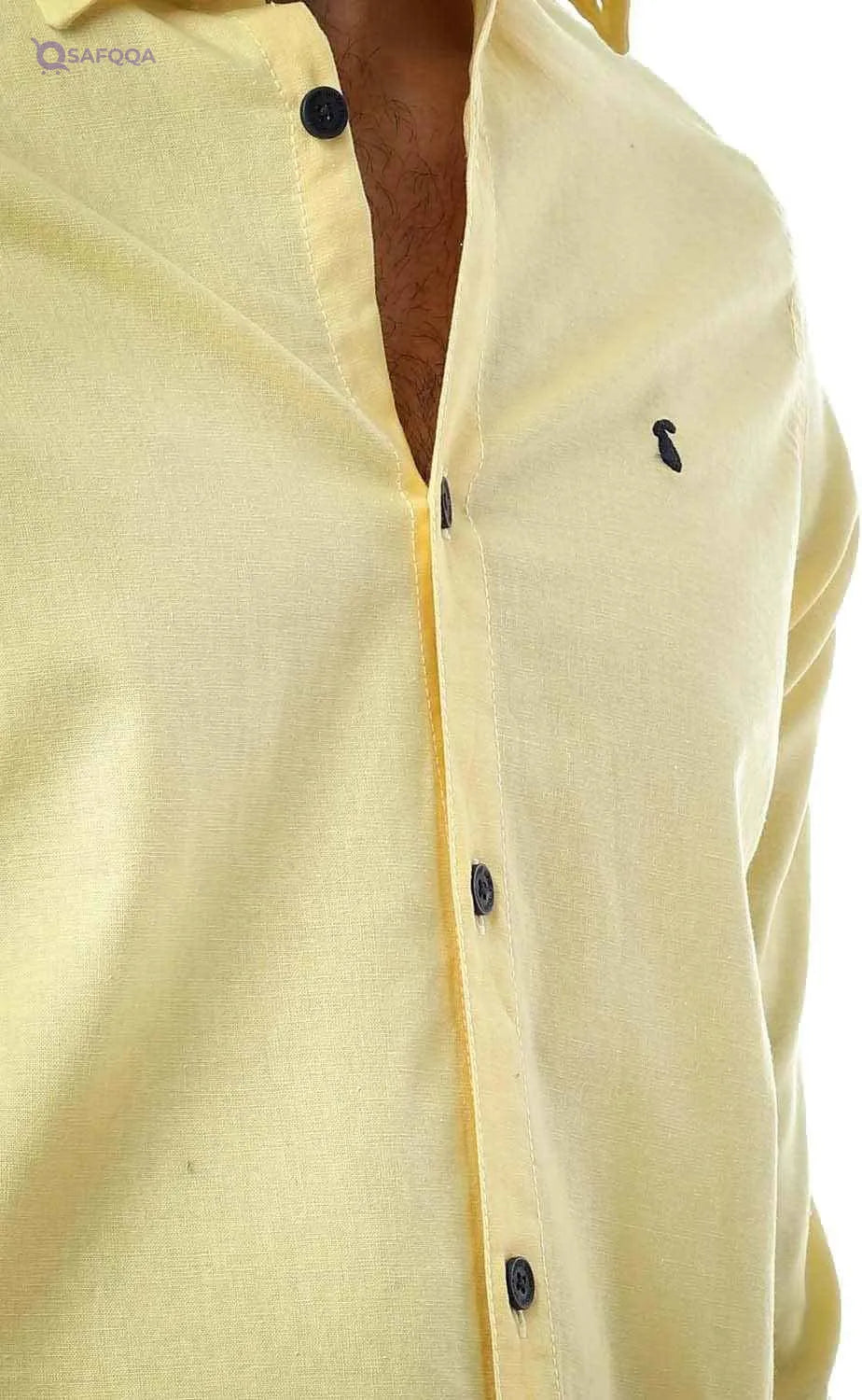 White Rabbit Solid Collar Neck Long Sleeve Shirt for Men - Safqqa Egypt