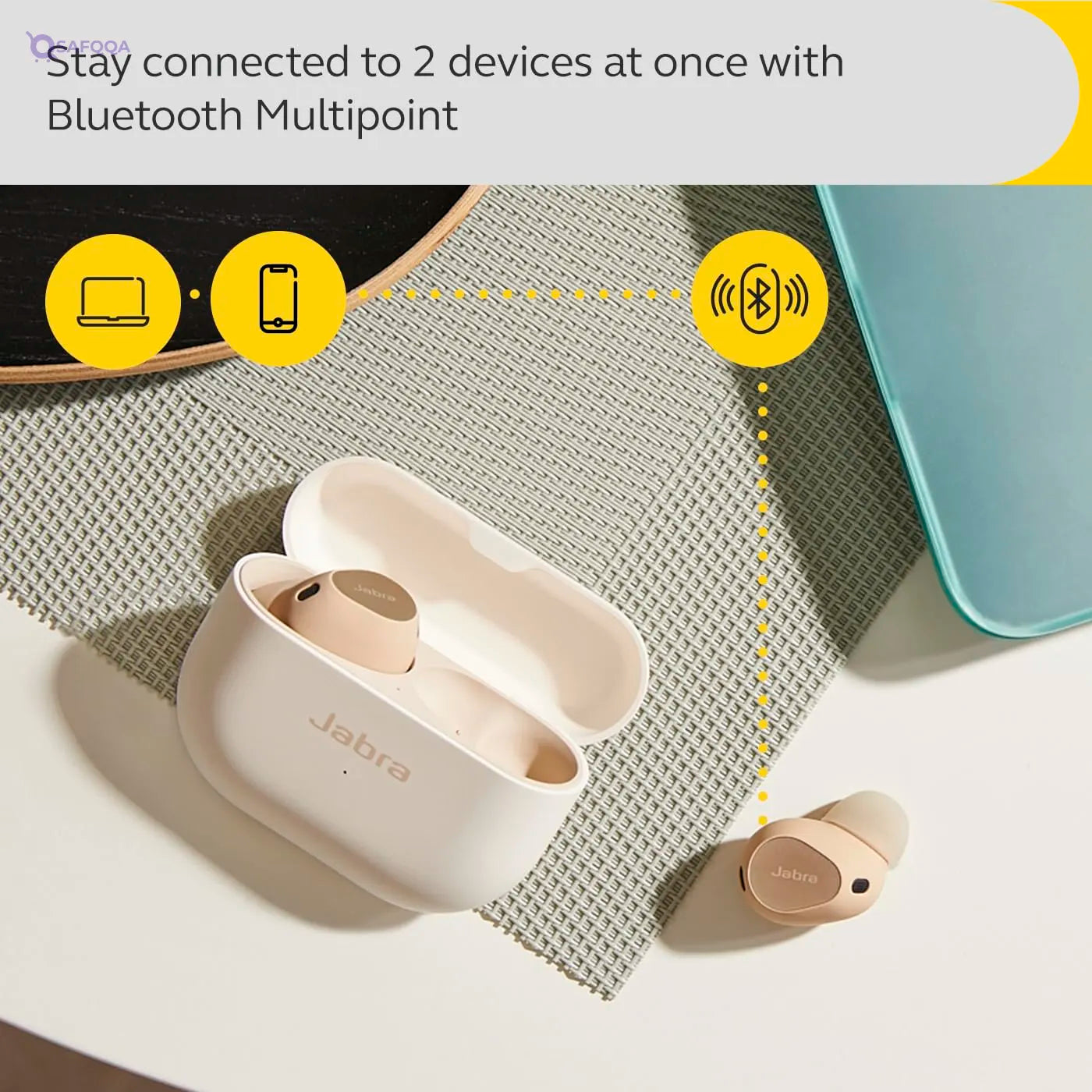 Jabra Elite 10 True Wireless Earbuds – Advanced Active Noise Cancelling Earbuds with Next-Level Dolby Atmos Surround Sound –All-Day Comfort, Multipoint Bluetooth, Wireless Charging – Cream - Safqqa