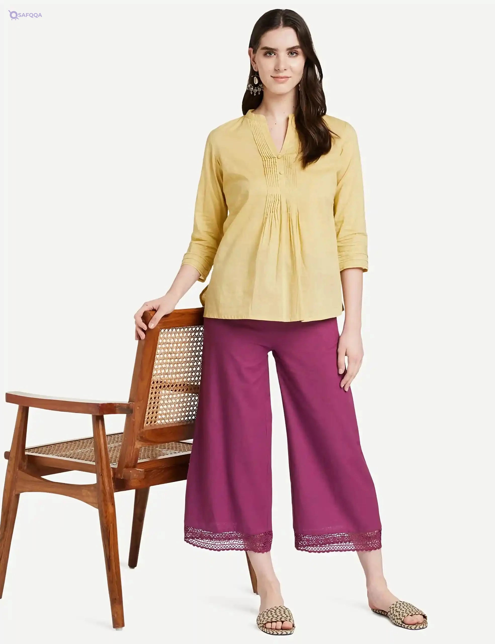Amazon Brand – Tavasya Women’s Cotton Palazzo Bottom – Comfortable & Lightweight - Safqqa