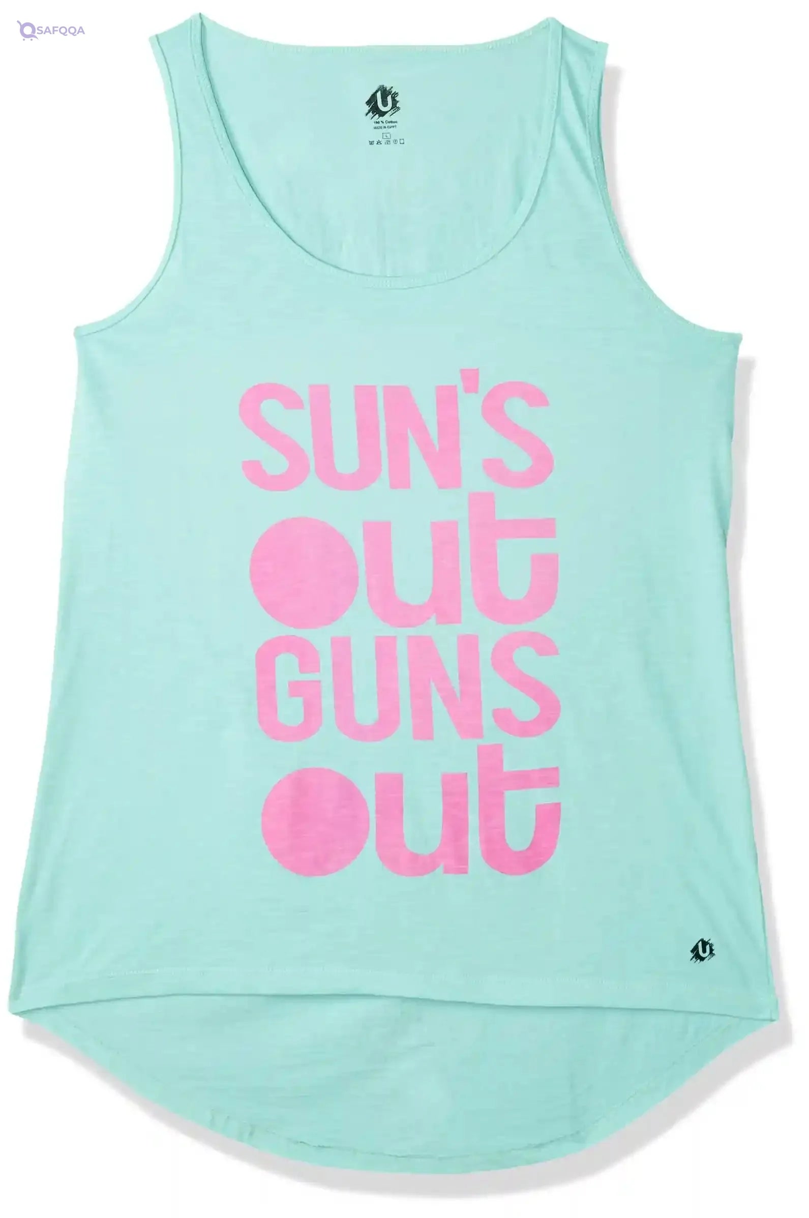 U Athleisure Letter-Printed Scoop-Neck Tank Top with Back CUt-OUt For Women - Safqqa Egypt