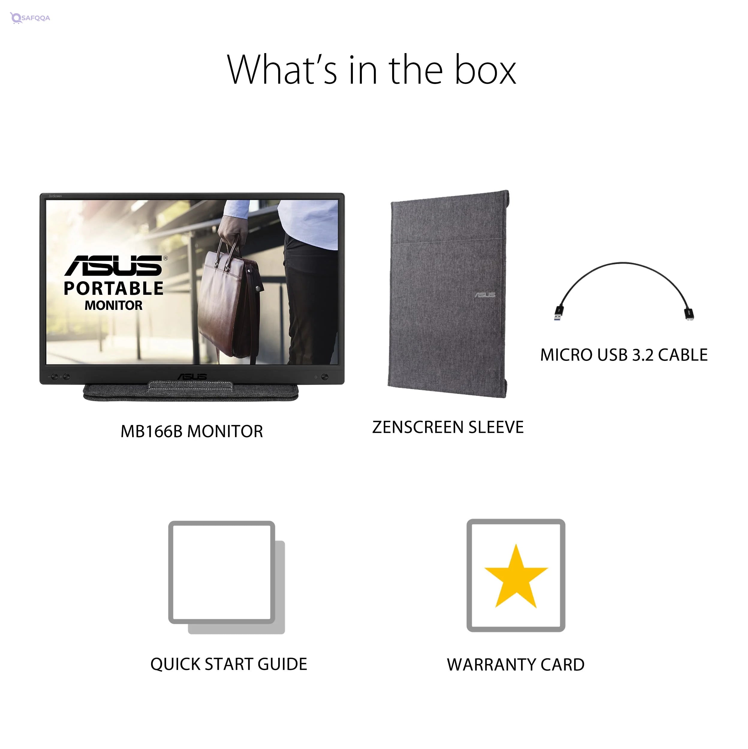 ASUS ZenScreen 15.6” Full HD Portable USB Monitor (MB166B) – IPS, USB 3.2, Anti-Glare, Renewed - Safqqa