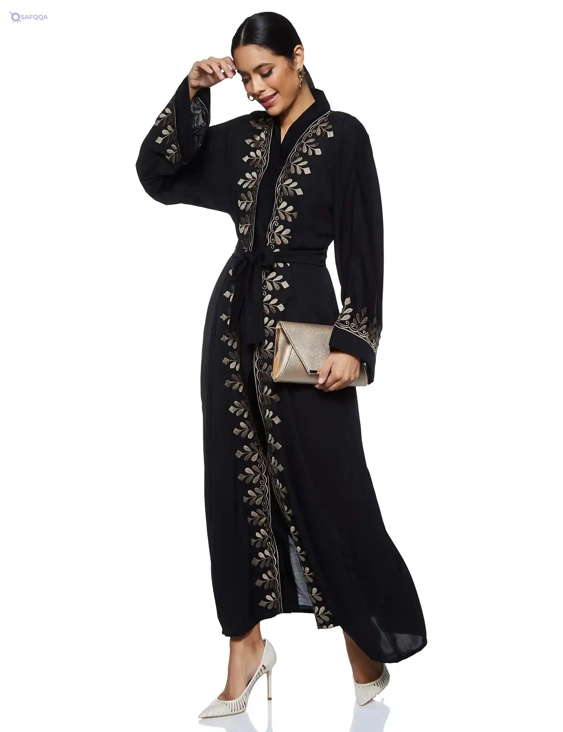 Nukhbaa Women's On Shoulder Modern Abaya - Safqqa