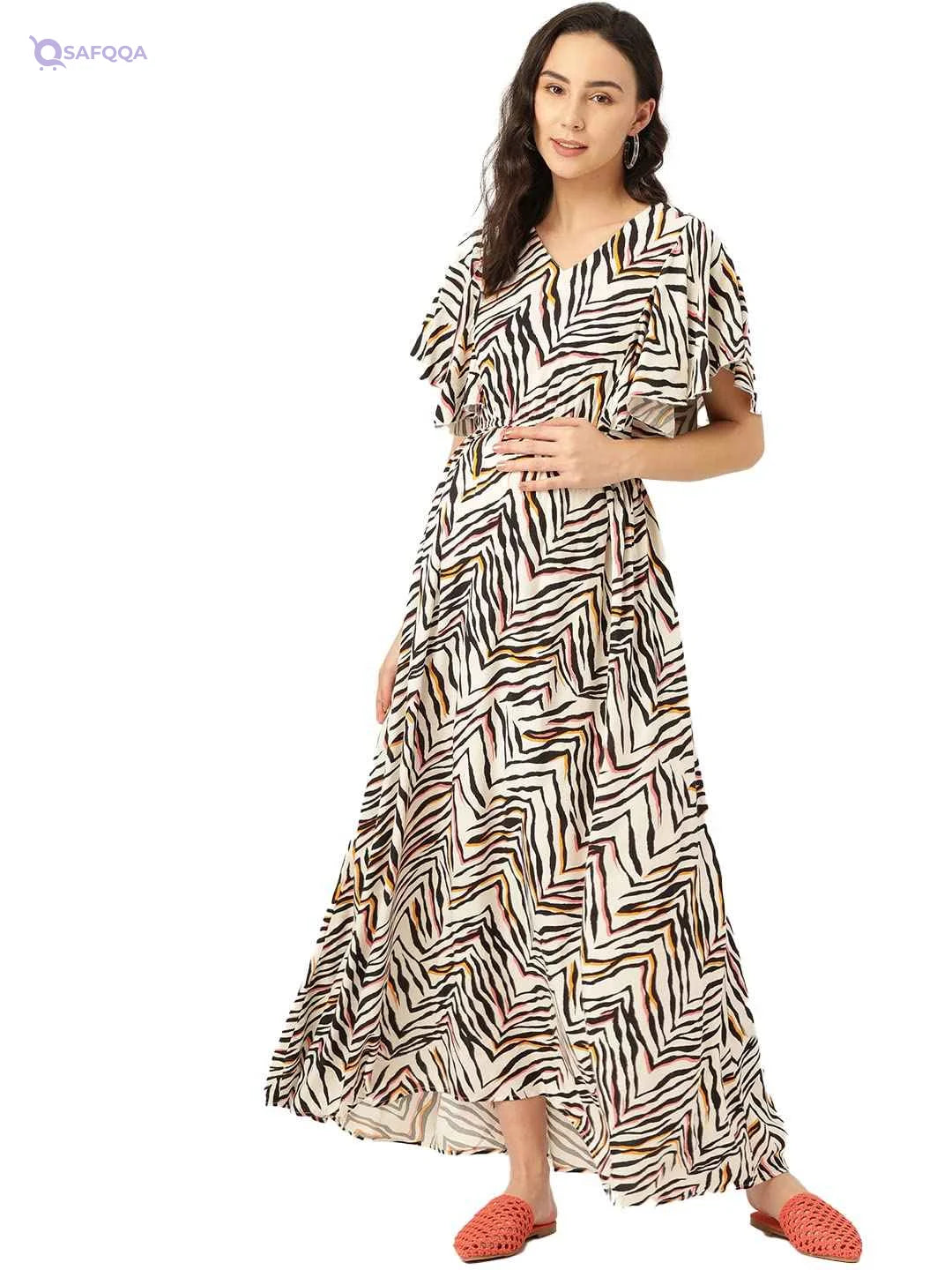 Women’s Nursing Dress with Concealed Zip – Viscose Fabric - Safqqa