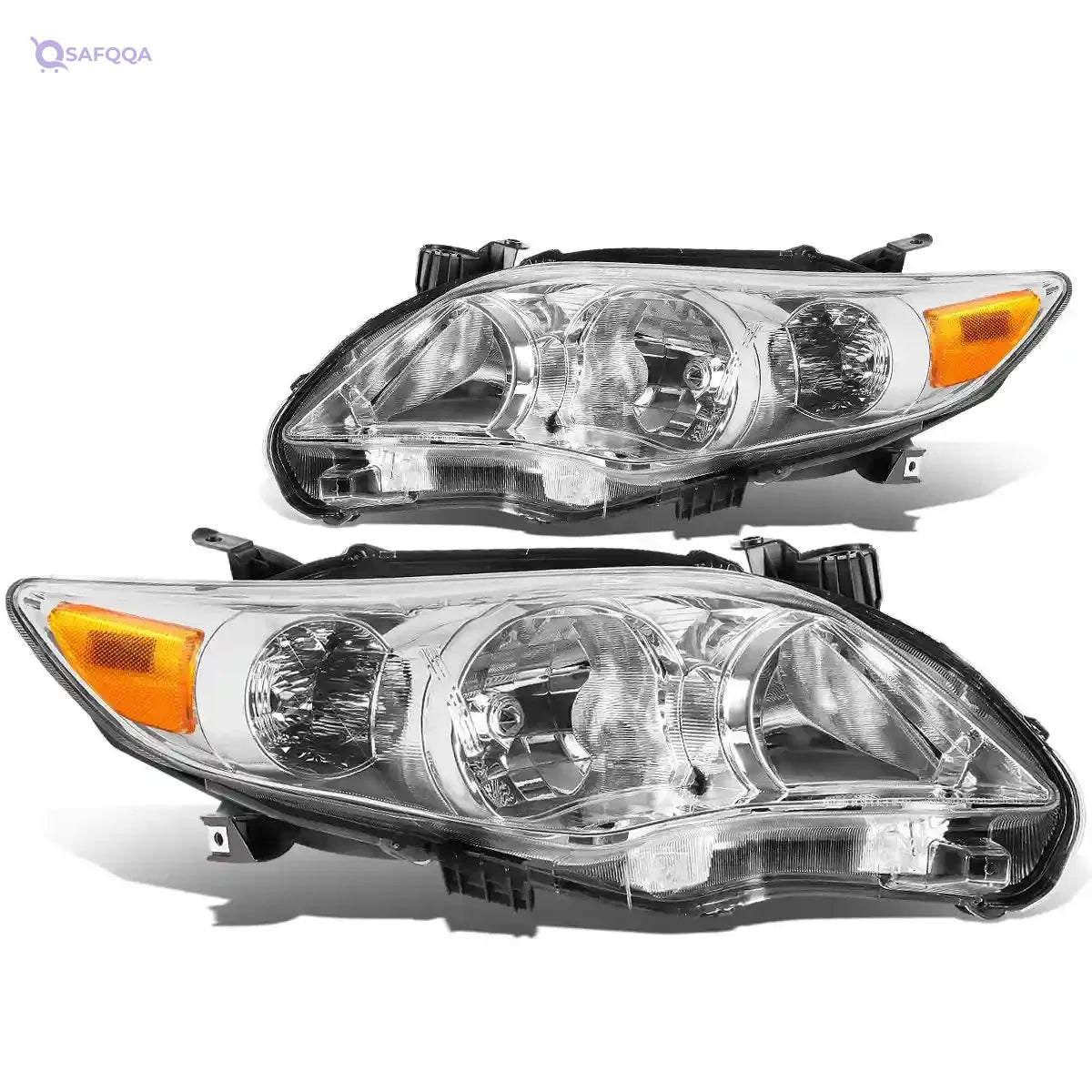 DNA Motoring Headlight Assembly – Toyota Corolla 2011-2013, Chrome/Amber - Safqqa
