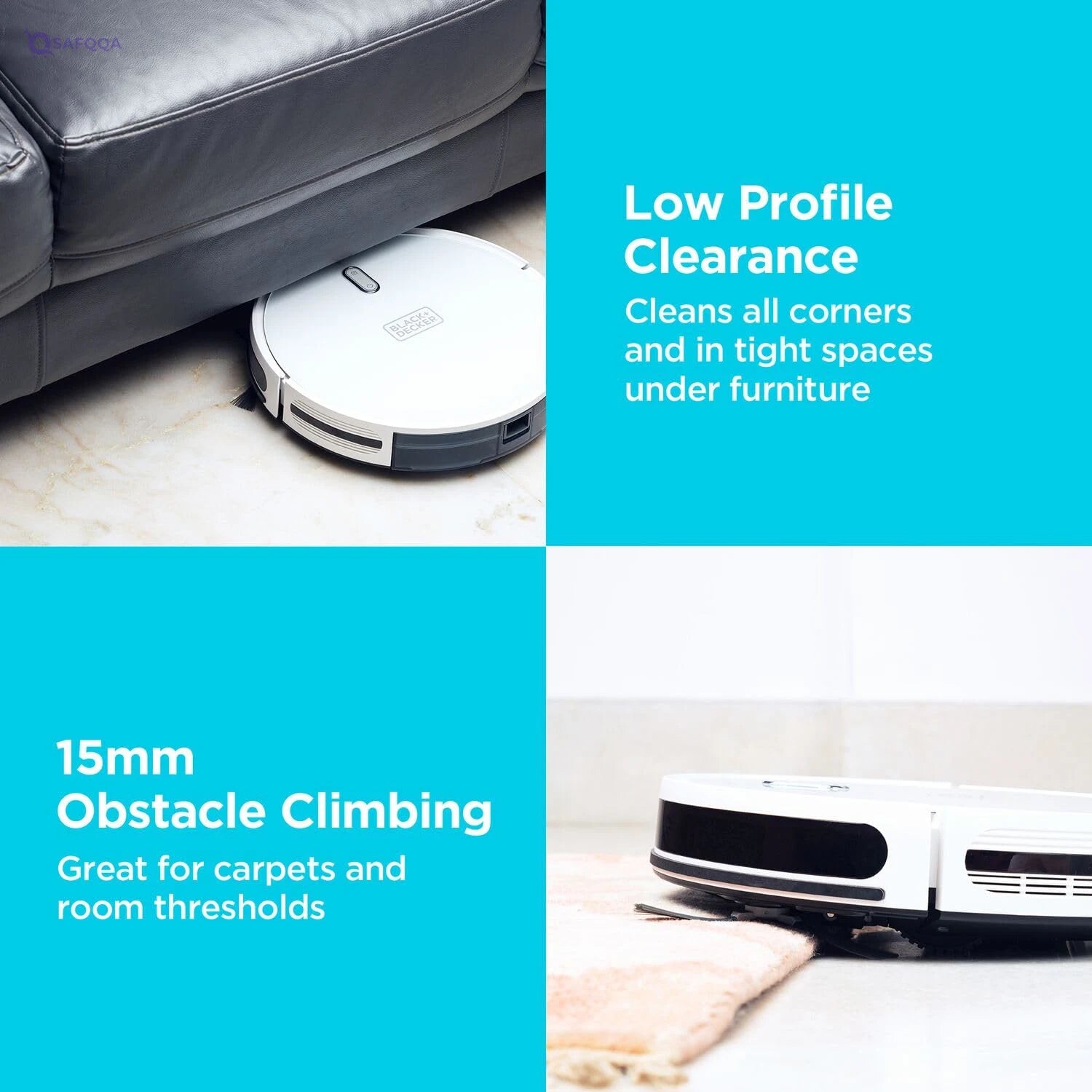 Black & Decker Robotic Vacuum Cleaner & Mop – Alexa & Google Assistant Enabled - Safqqa