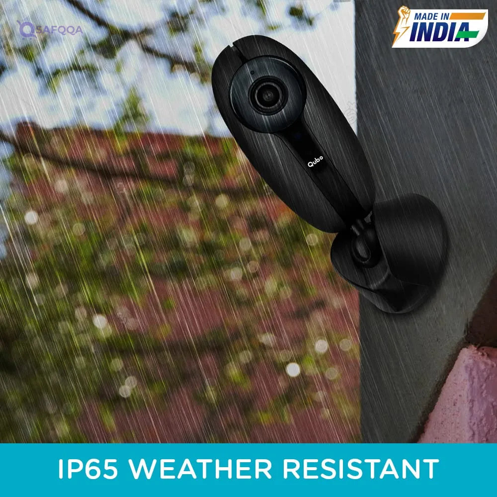 Qubo Smart Home Security Wifi Camera With Intruder Alarm System | 1080P Full Hd 2Mp Camera | Weather Resistant | Alexa & Ok Google Enabled - Safqqa
