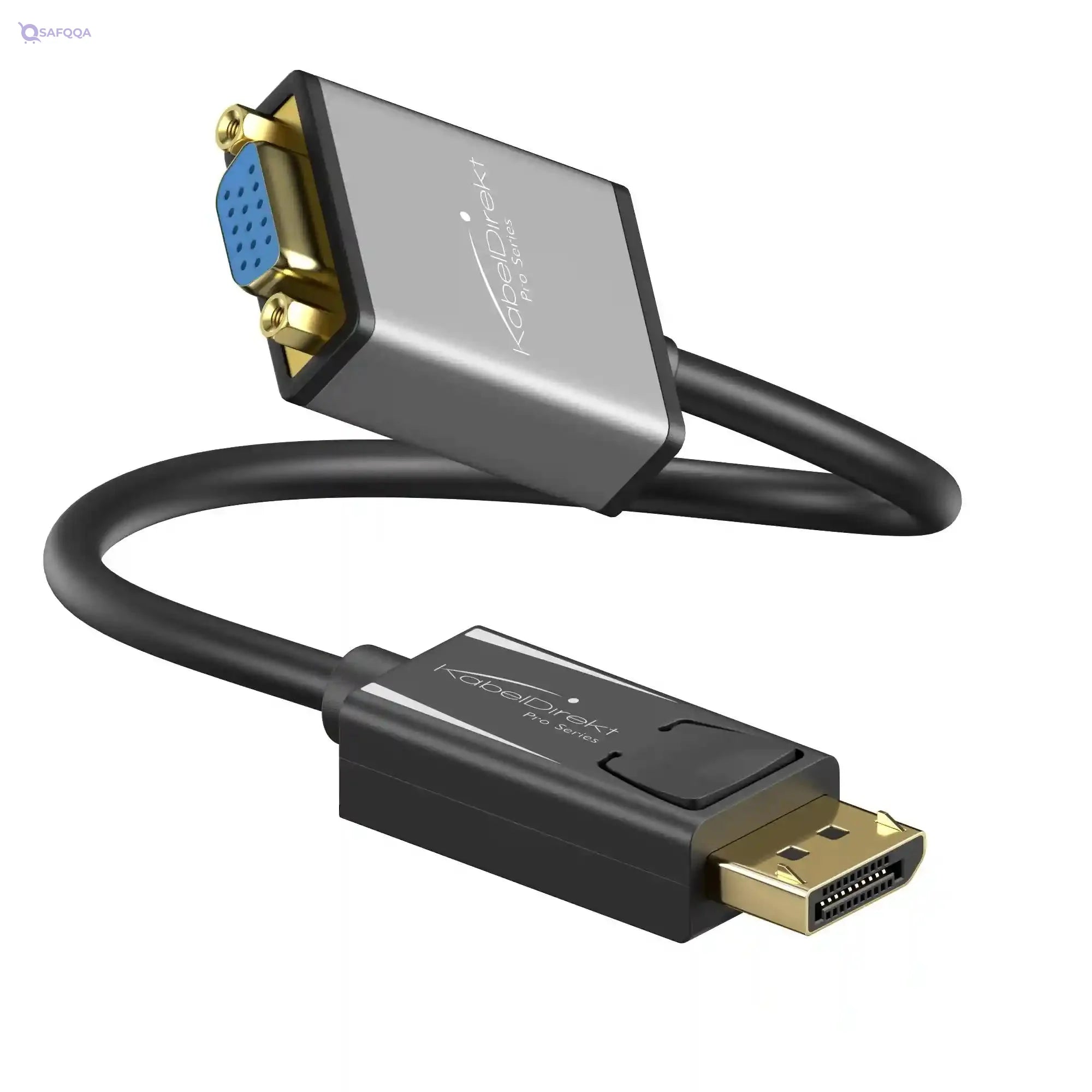 KabelDirekt – DisplayPort DP to VGA adapter – 0.15m – (maximum resolution 1920 x 1200/60Hz, suitable for all graphics cards with a DP output for connecting beamers or monitors with a VGA input) - Safqqa Egypt