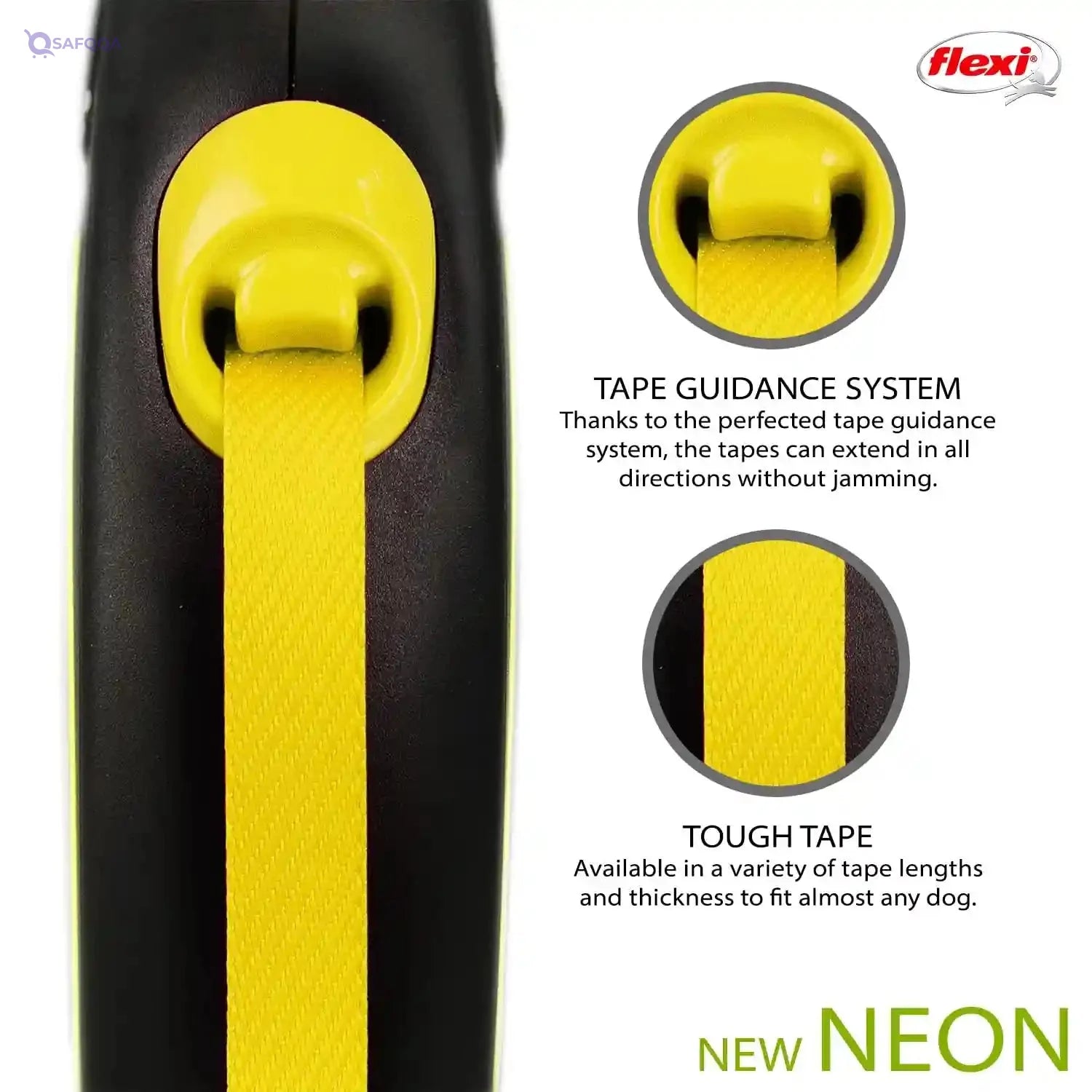 New Flexi Neon Strip for Dogs, 5 Meters, Yellow - Safqqa