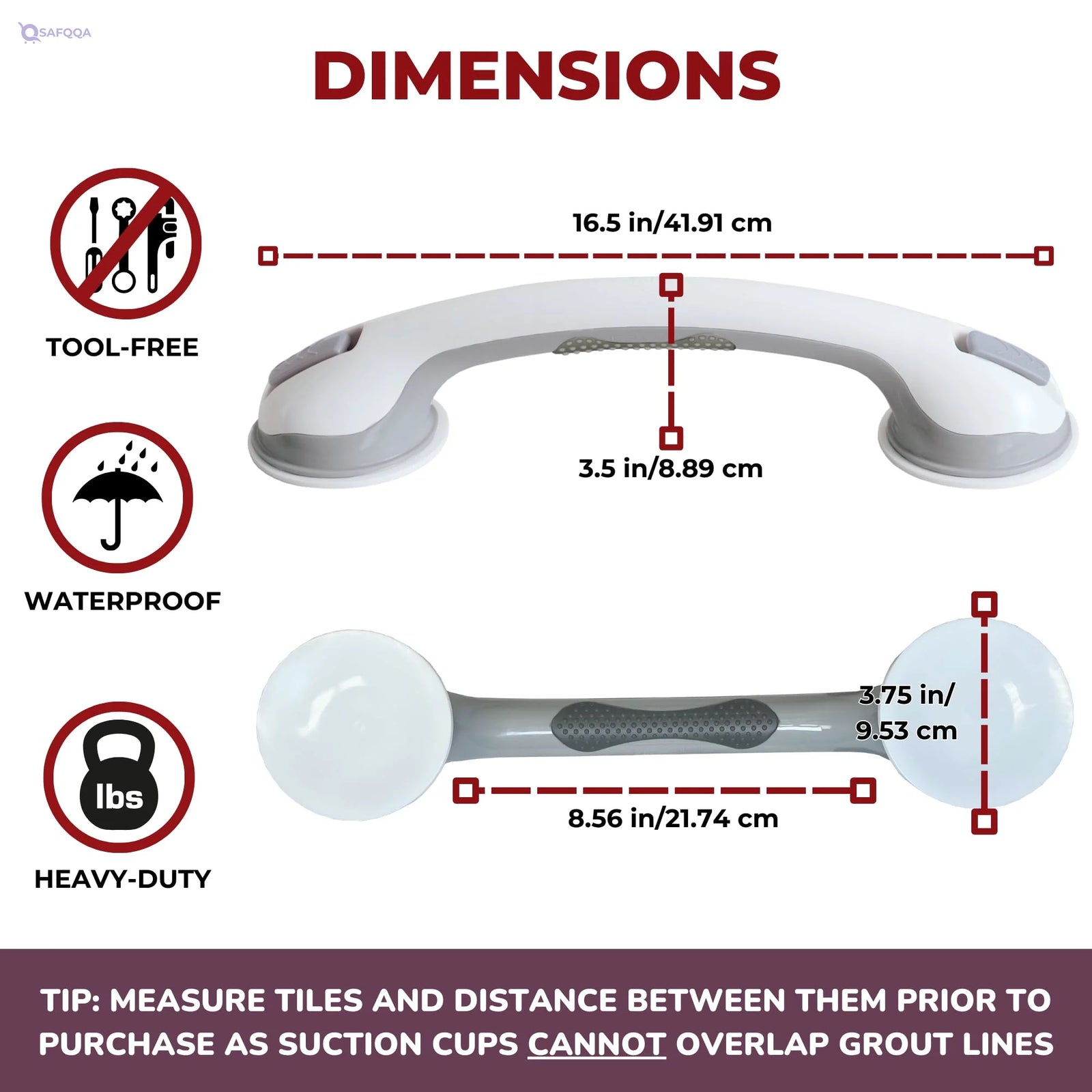 Safe-er-Grip Suction Cup Grab Bars – Bathroom Safety Assist Handle - Safqqa