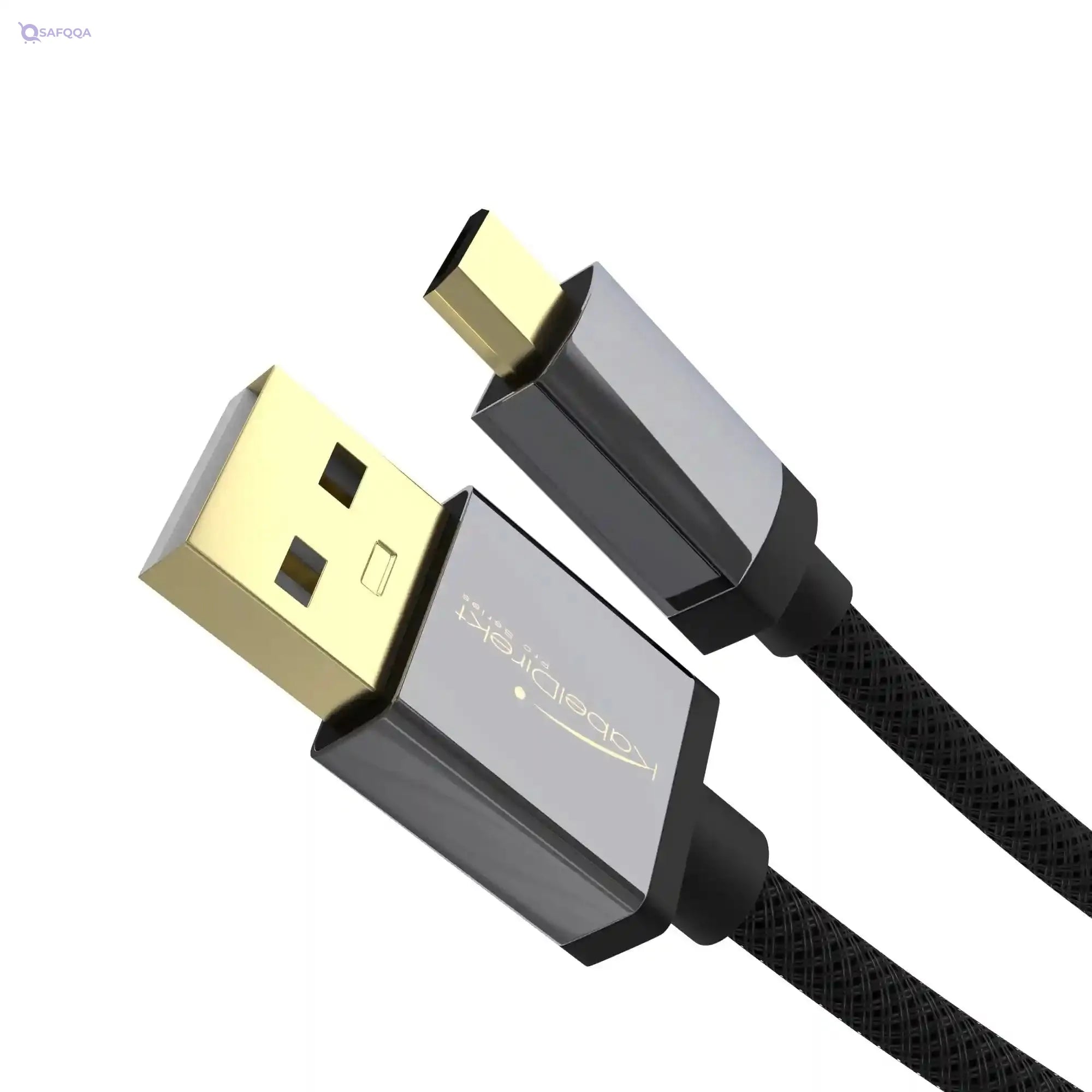 KabelDirekt – Micro USB Cable – 1m (Charging/Data Cable, USB 2.0 and Micro USB Devices), Black Nylon – PRO Series - Safqqa