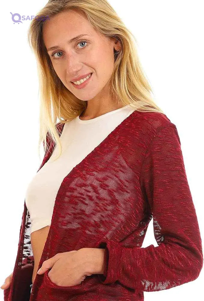 JAMILA Women’s Long Open Neck Cardigan Sweater - Safqqa