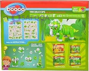 Legado Plastic Triceratops Building Set - 64 Pieces, Green (Lagoda-1271-1-64) - Safqqa Egypt