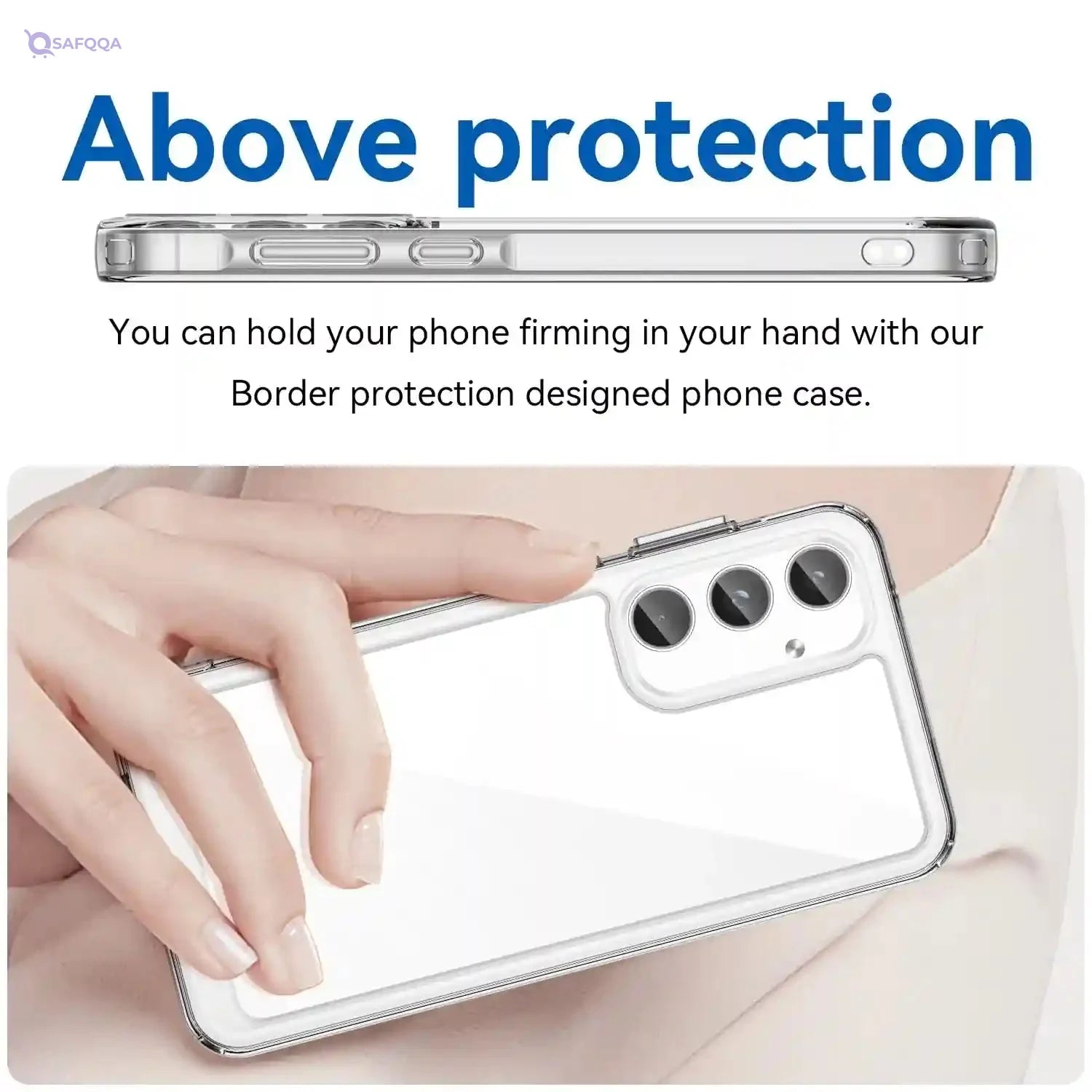 HidWee Crystal Clear Case Compatible with Samsung Galaxy A55 5G, Anti-Yellowing and Anti-Scratch Case, Anti-Shock Hybrid PC and TPU Silicone for Samsung Galaxy A55 5G - Transparent - Safqqa