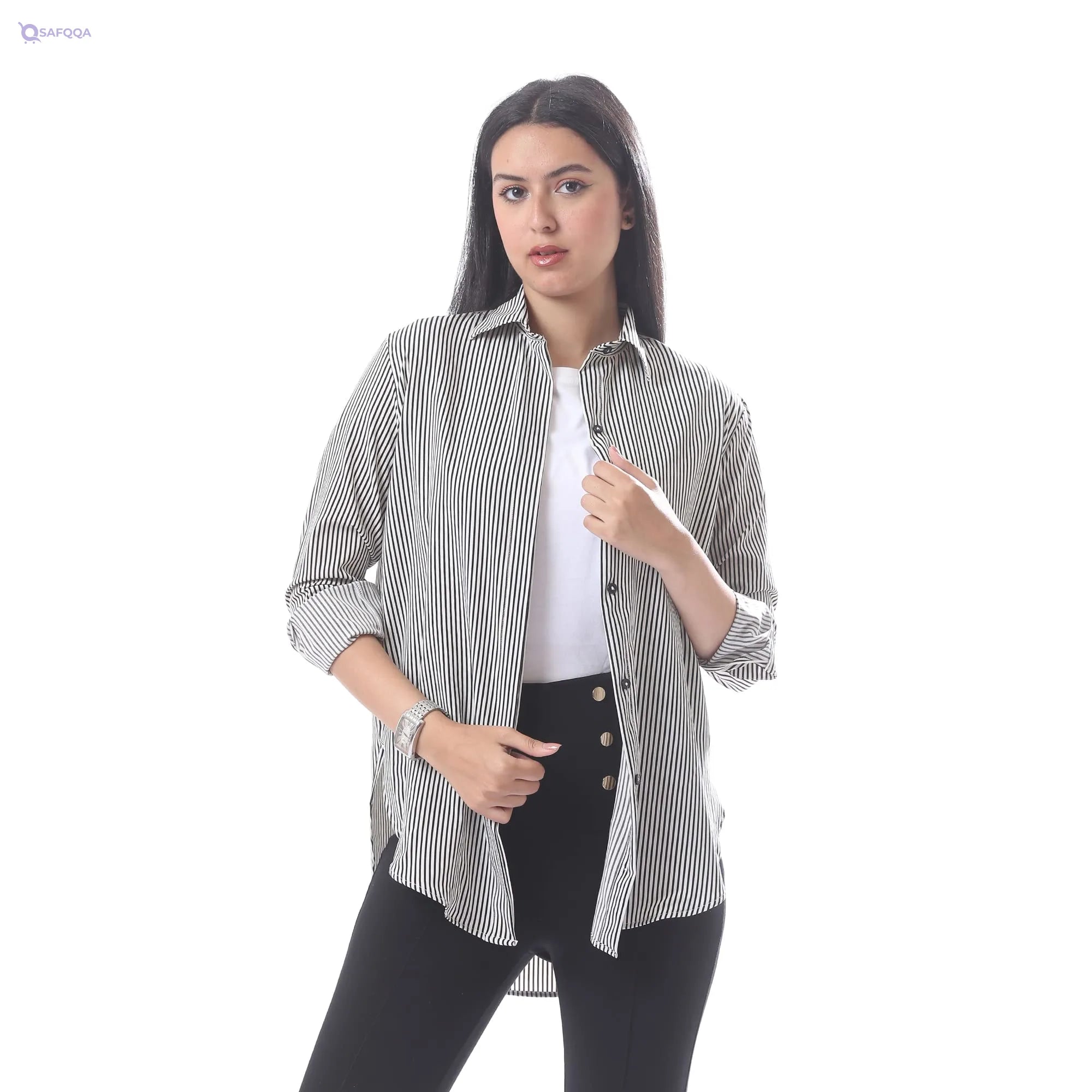 Andora Stripped Shirt For Women,Versatile style suitable for work or casual outings. - Safqqa
