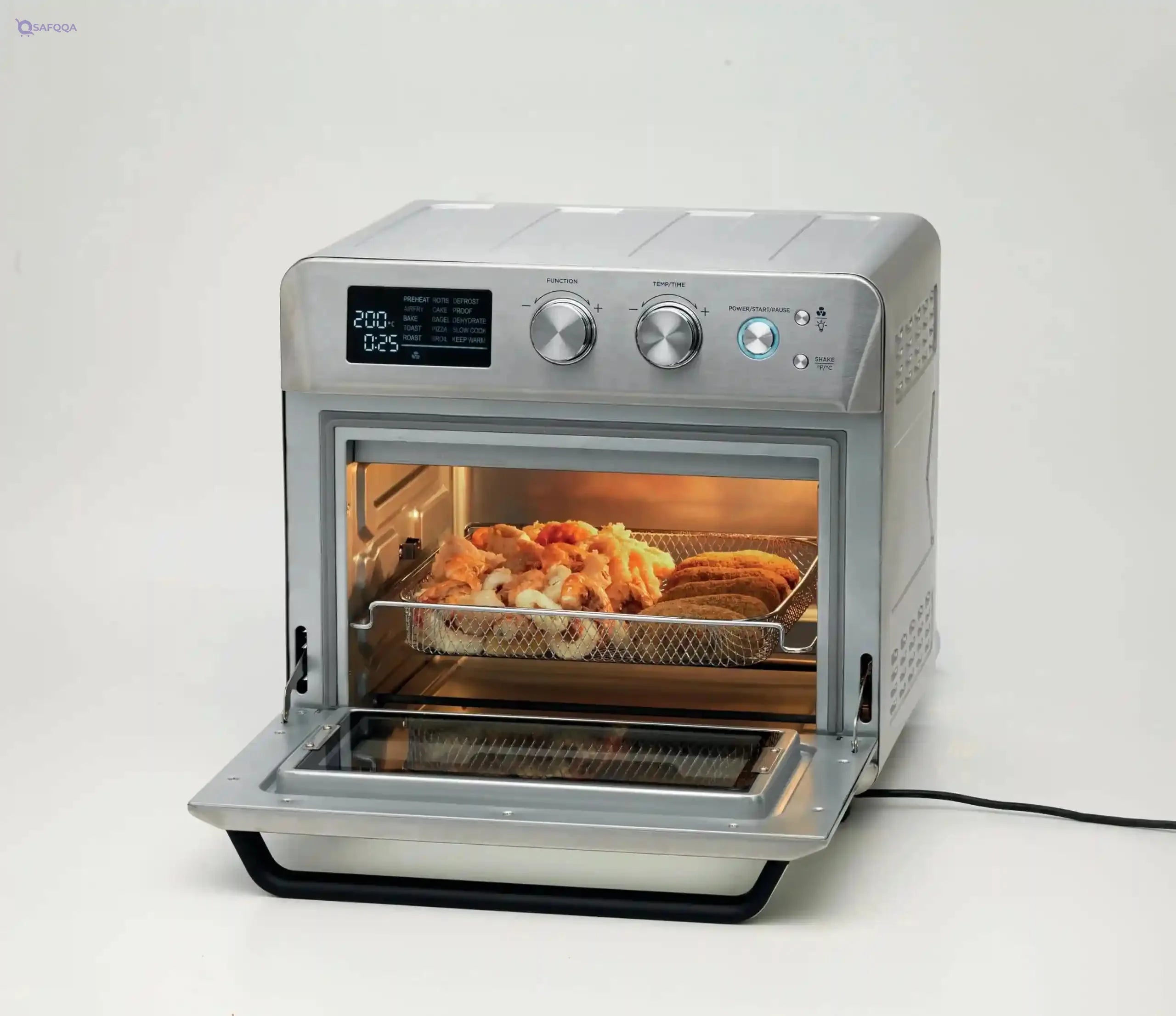 Ariete Airy Fryer 2-In-1, 25L Toaster Oven + 7L Air Fryer, Oven Toaster Grill With Large Capacity, Rotisserie Function, Silver - Safqqa