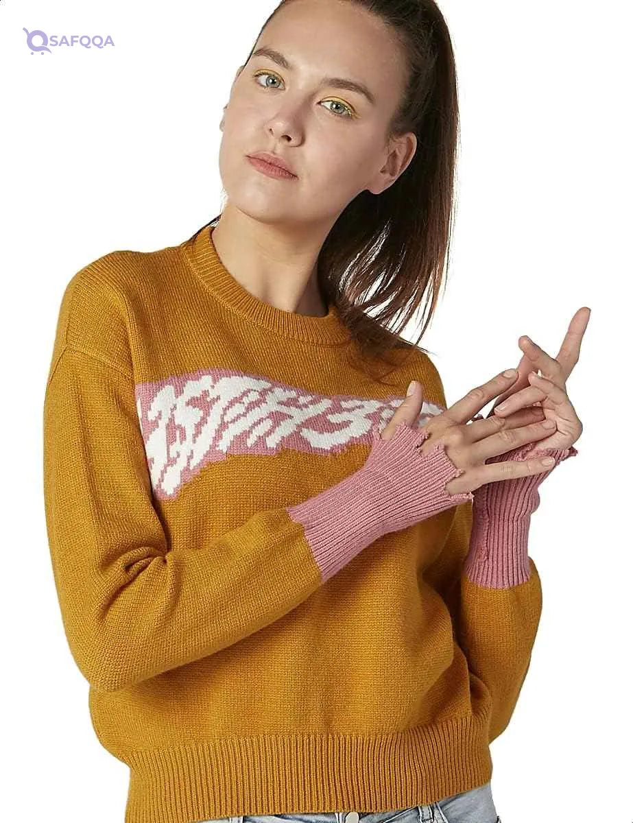 2Xtremz Women's Ribbed Trim Round Neck Long Sleeve Pullover - Safqqa Egypt