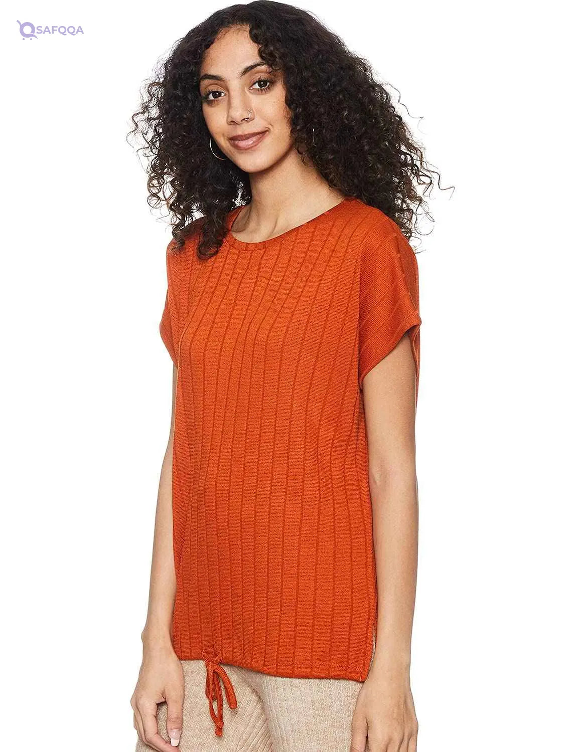 Matalan Blouse for Women Ribbed Short Sleeves Round Neck Classic and flattering neck design suitable for everyday wear. - Safqqa