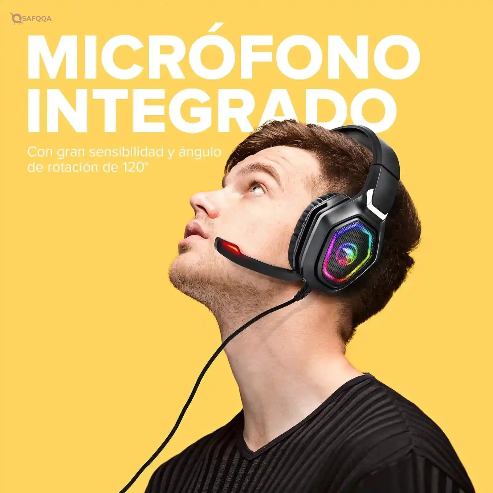 HALTEN INNOVACIÓN EN ACCIÓN -Havit h659d gaming headset, rgb 50mm 3d surround stereo, flexible and convenient 90 rotating earmuffs, 120 omnidirectional mic., Wired Headphones Headset - Safqqa