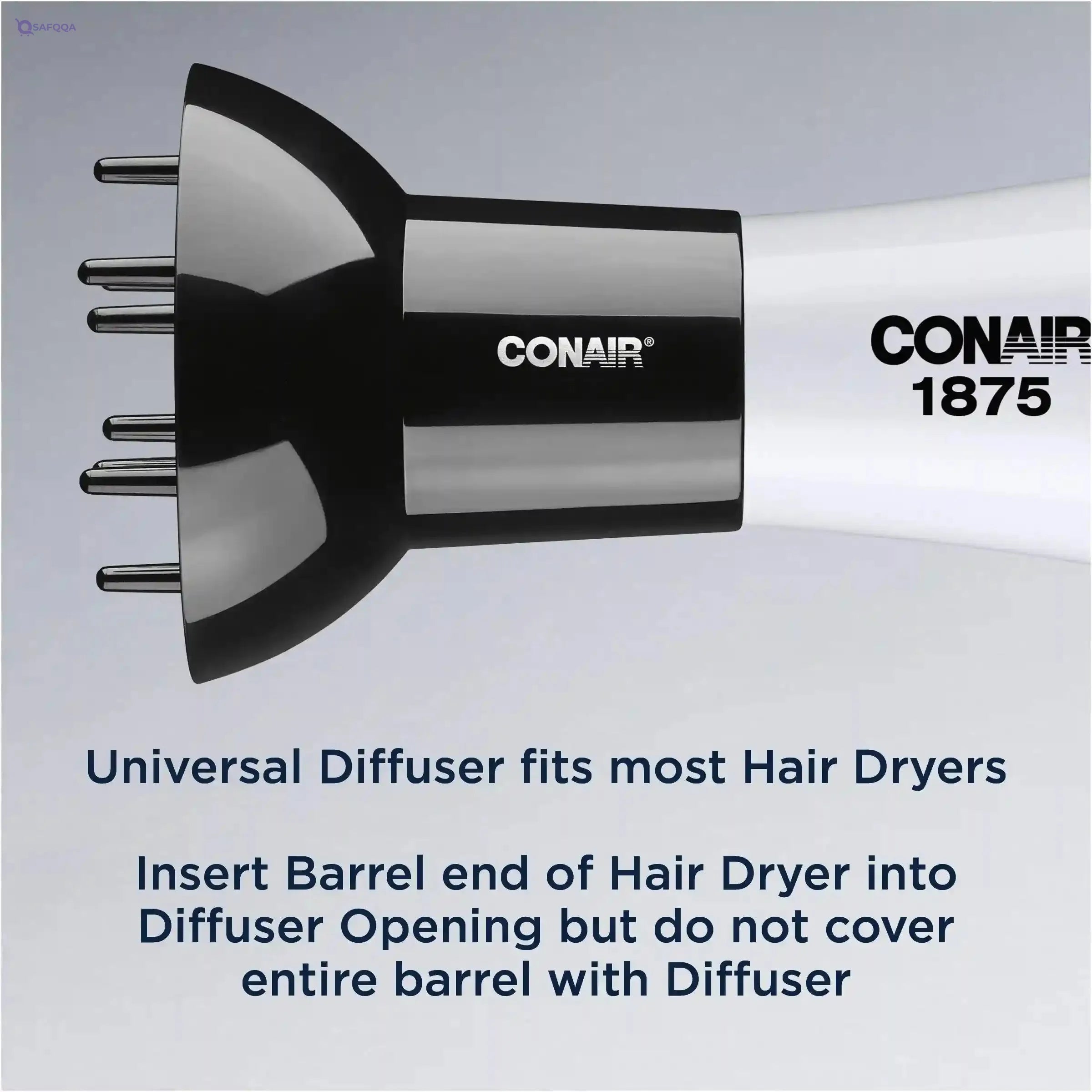 Conair Volumizing Universal Hair Diffuser, Adjustable Hair Dryer Attachment for Frizz-Free Curls to Fit Hair Dryer Nozzles from 1.75” to 2.3” - Safqqa