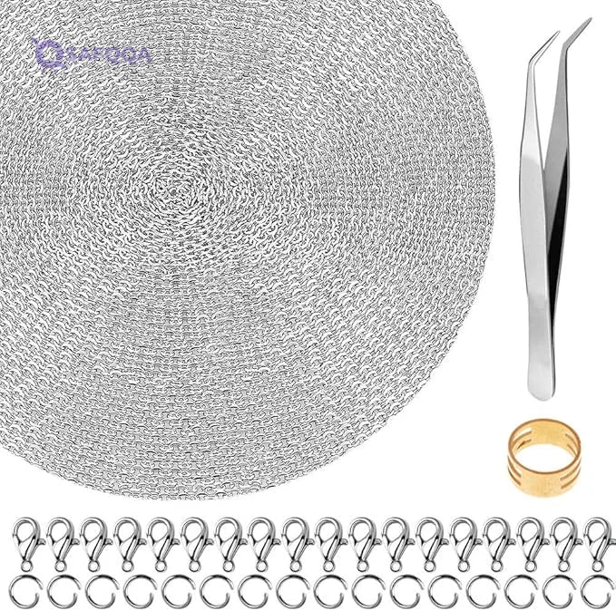 50 Feet Stainless Steel Chains for Jewelry Making - Safqqa