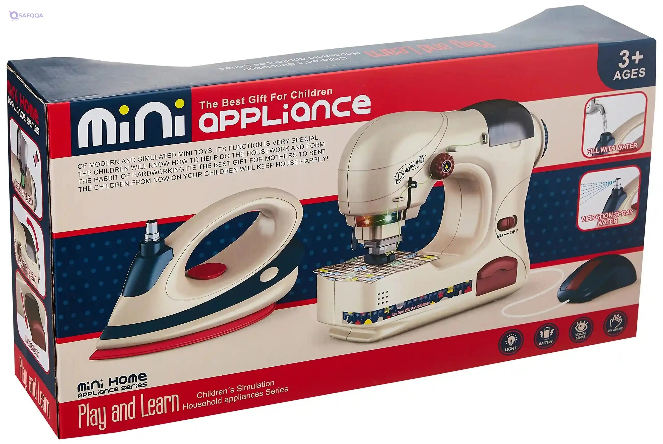 Sewing machine set 6 pieces - sound - light battery operated + 3 years large size - Safqqa Egypt