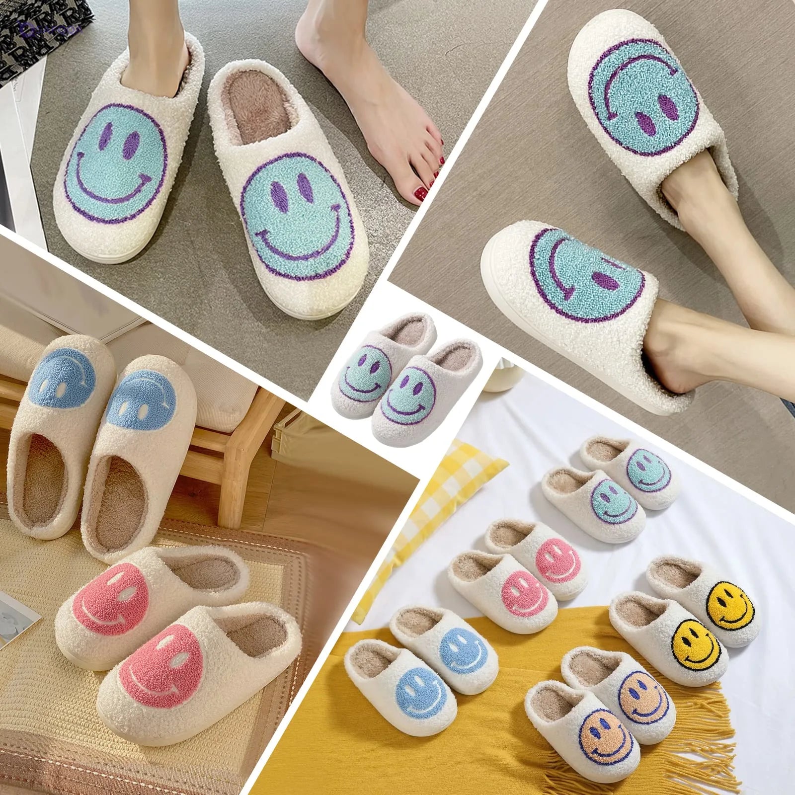 Happy Face Slide Slippers for Women – Comfortable Casual Footwear - Safqqa