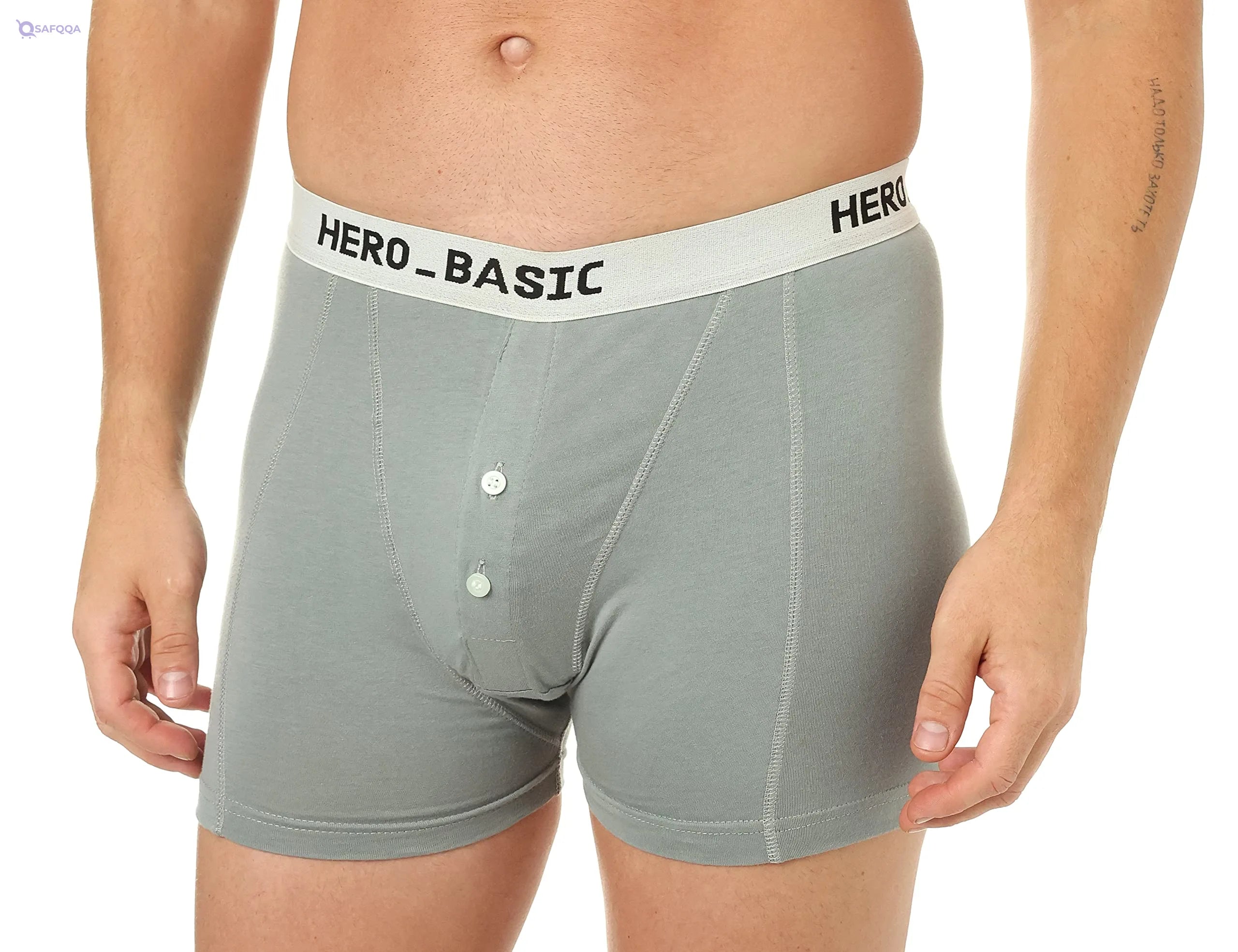 Hero Basic Men’s Set – 3 Double V-Neck T-Shirts + Free Boxer (Pack of 4) - Safqqa