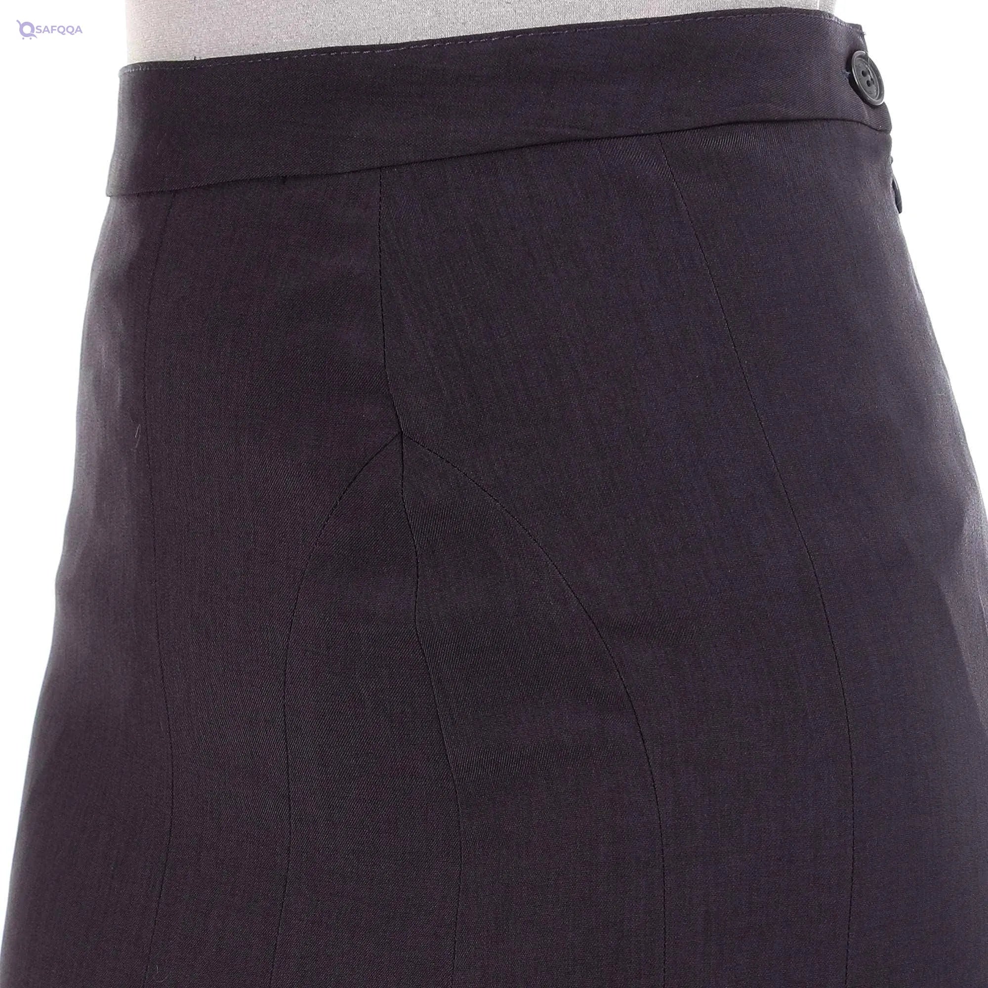 esla_Straight Fit Solid Maxi Skirt_Dark Blue - Safqqa Egypt