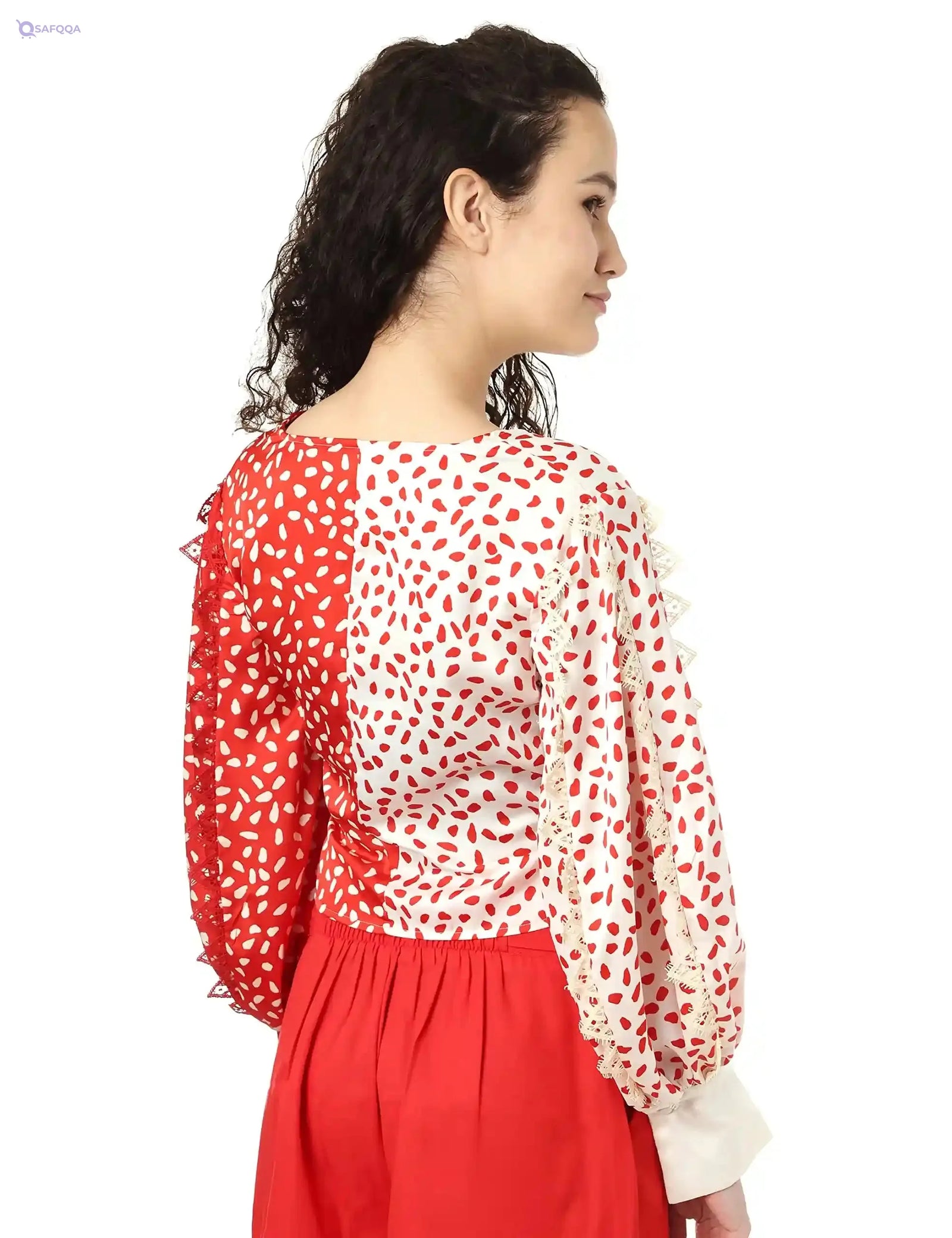 Elle Bishop Sleeves V-Neck Blouse for Women - Safqqa Egypt