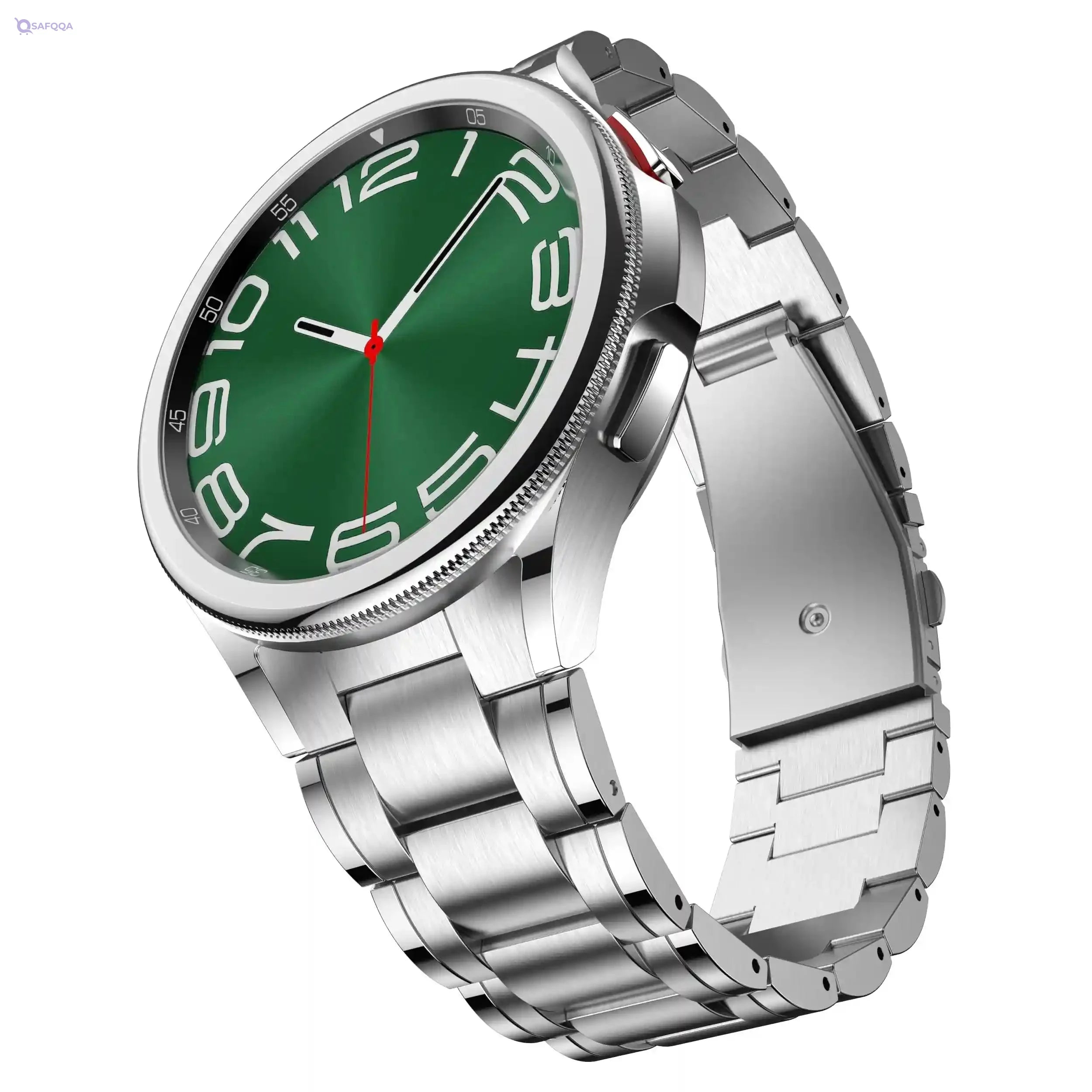 BAIHUIAM No Gap Metal Band for Samsung Galaxy Watch 6 Classic – Men’s Solid Stainless Steel Business Replacement Strap - Safqqa Egypt