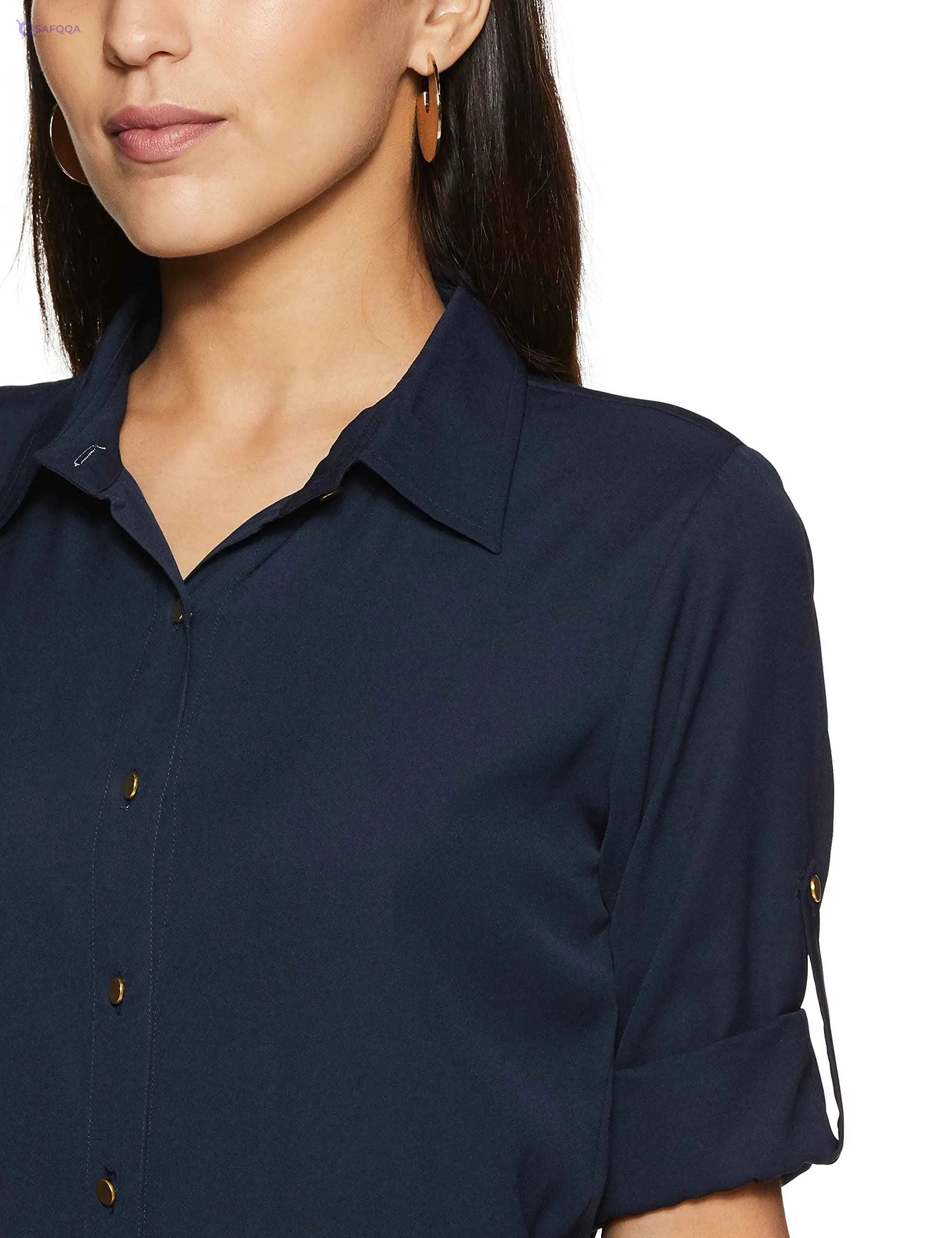 Miss Olive Women's Regular Fit Shirt Style Solid Jumpsuit - Safqqa Egypt