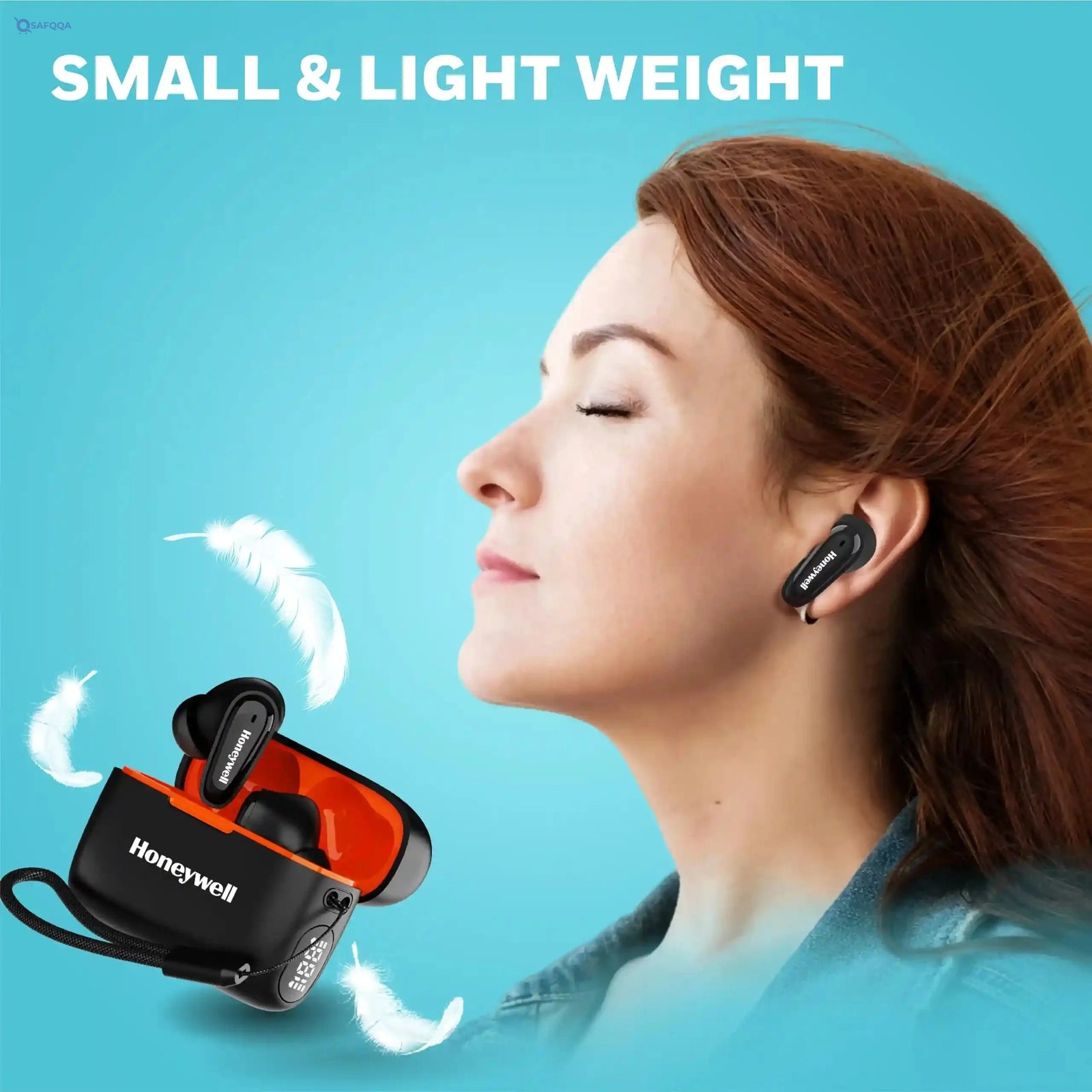 Honeywell  V1100, in-Ear True Wireless Stereo Earbuds with Digital Battery Display Case, Dual Microphones, Bluetooth V5.3, 31 Hours of Playtime, 100 Hours Stand-by, Fast Charging, Black - Safqqa
