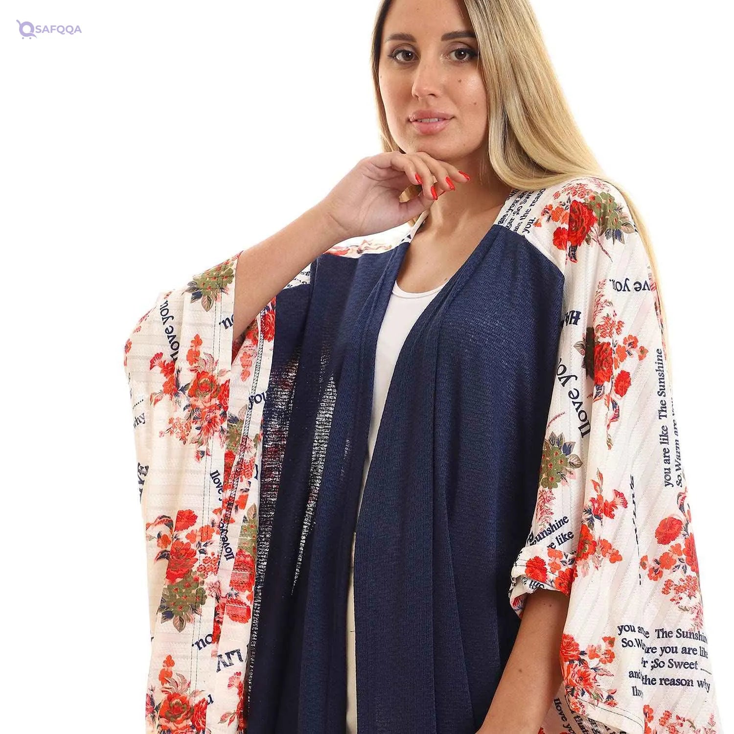 JAMILA Short Sleeves Slip On Self Printed Cardigan,Ideal for layering over tops, dresses, or casual outfits. - Safqqa