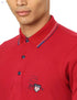 Bardis Embroidered Logo Two-Tone Trims Cotton Polo Shirt for Men - Dark Red, M - Safqqa Egypt
