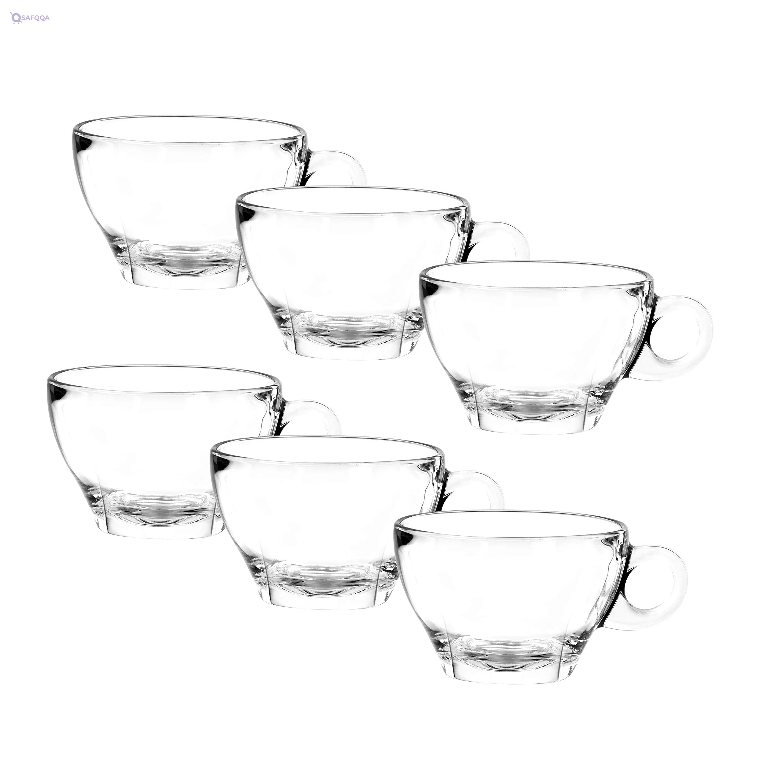 Ocean Caffe Latte Glass Set of 6 – Clear, 260 ml - Safqqa