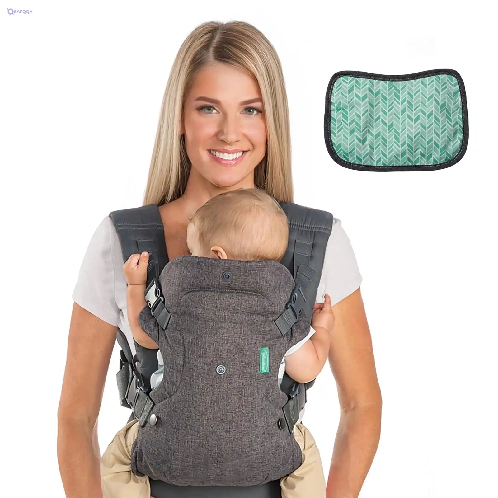 Infantino 4-in-1 convertible baby carrier facing-in (narrow seat), facing-in (wide seat), facing-out and back pack Extra padded shoulder pads with Wonder cover - Safqqa