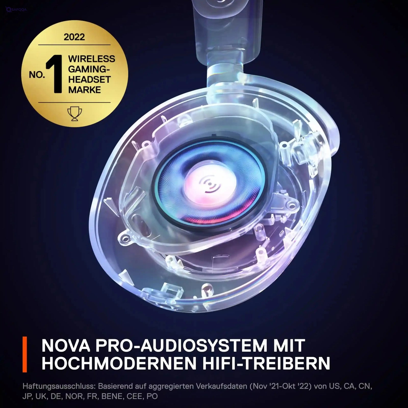 SteelSeries Arctis Nova Pro Wireless - Multi-System Gaming Headset - Premium Hi-Fi Drivers - Active Noise Cancellation - Infinity Power System - PC, PS5, PS4, Switch, Mobile - Safqqa