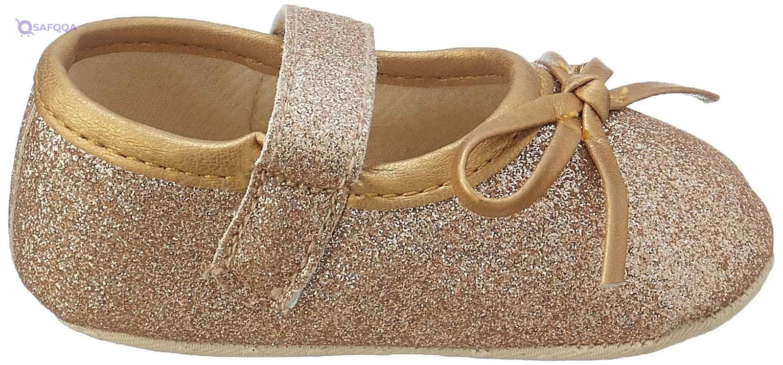 Mix & Max Metallic Bow-Detail Mary Jane Shoes for Girls - Gold, 0 - 6 Months- multi - Safqqa Egypt