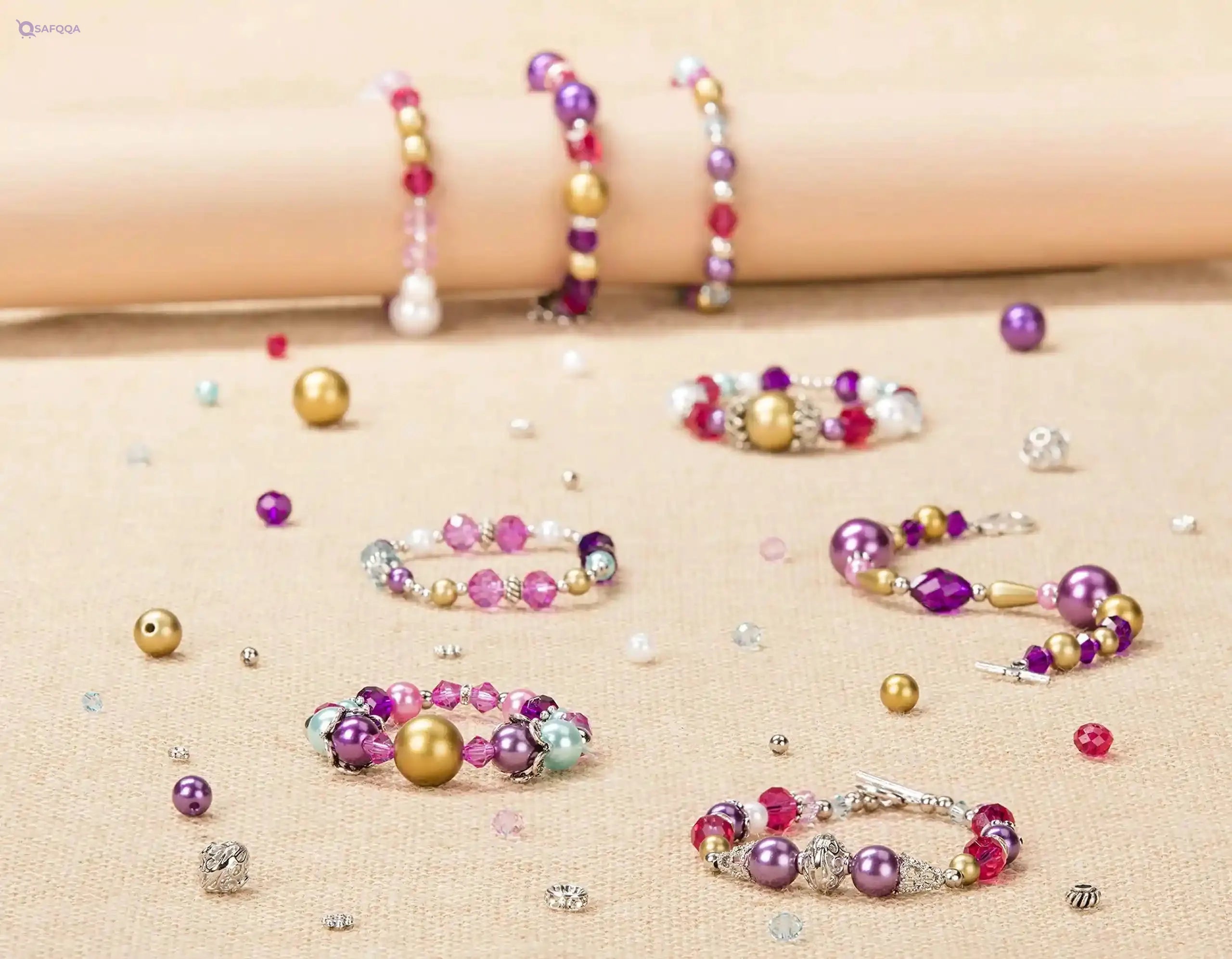 Craftabelle – Brilliant Bracelets Creation Kit – Bracelet Making Kit – 492pc Jewelry Set with Crystal and Pearl Beads – Arts & Crafts for Kids Aged 8 Years + (CF2442Z) - Safqqa Egypt