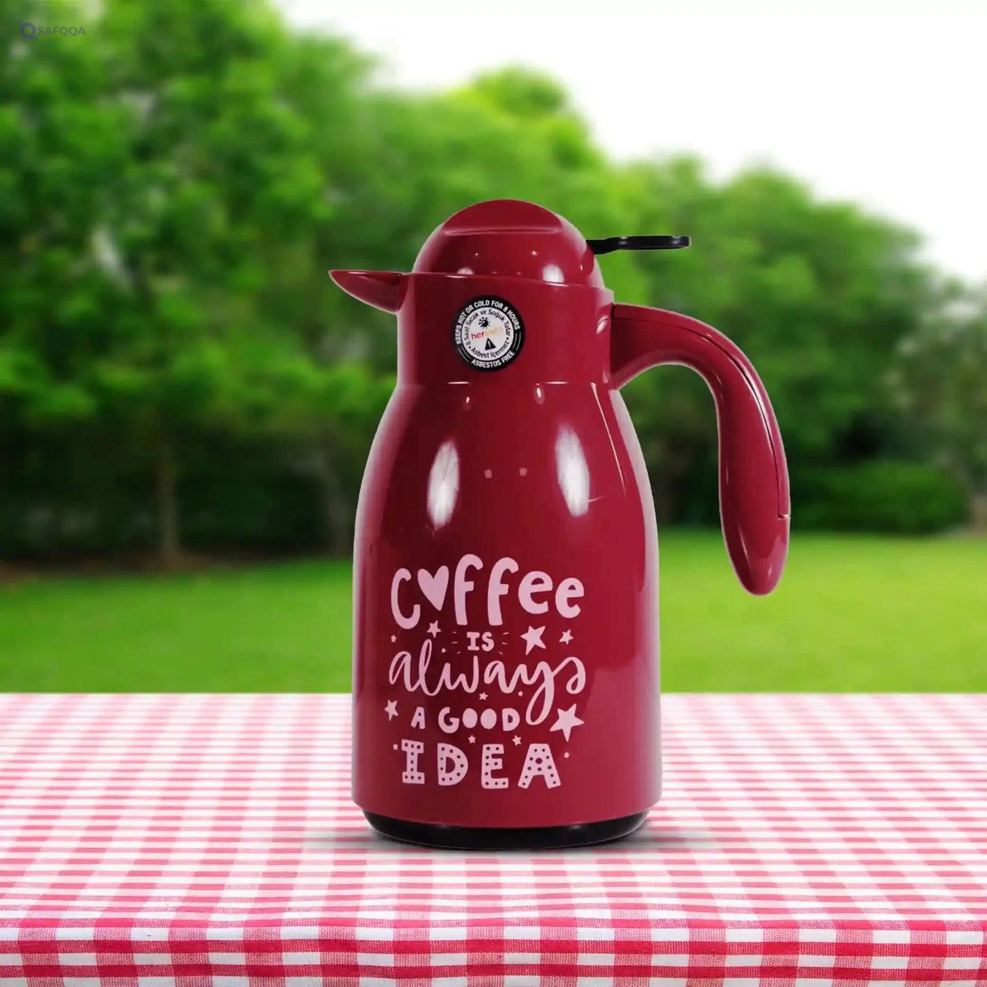 Herevin Decorated Vacuum Flask - 1 Liter Capacity, Multicolor, Stainless Steel, Keeps Hot/Cold for Hours, Made in Turkey - Safqqa