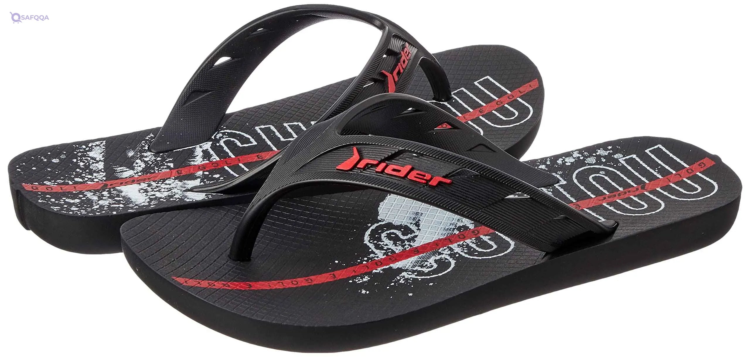 Rider Rubber Flipflop with Soft Padding - Black/White - Safqqa Egypt