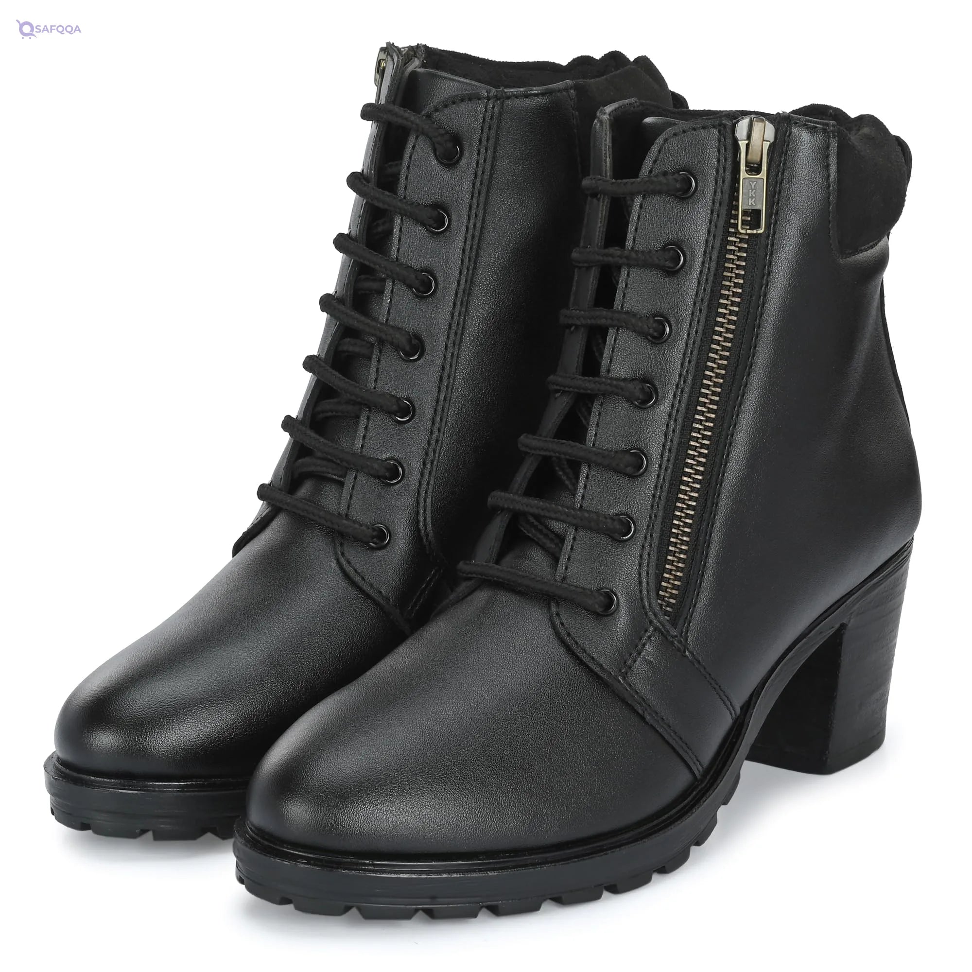 Burwood Women’s Lace-Up Zipper Boots - Safqqa
