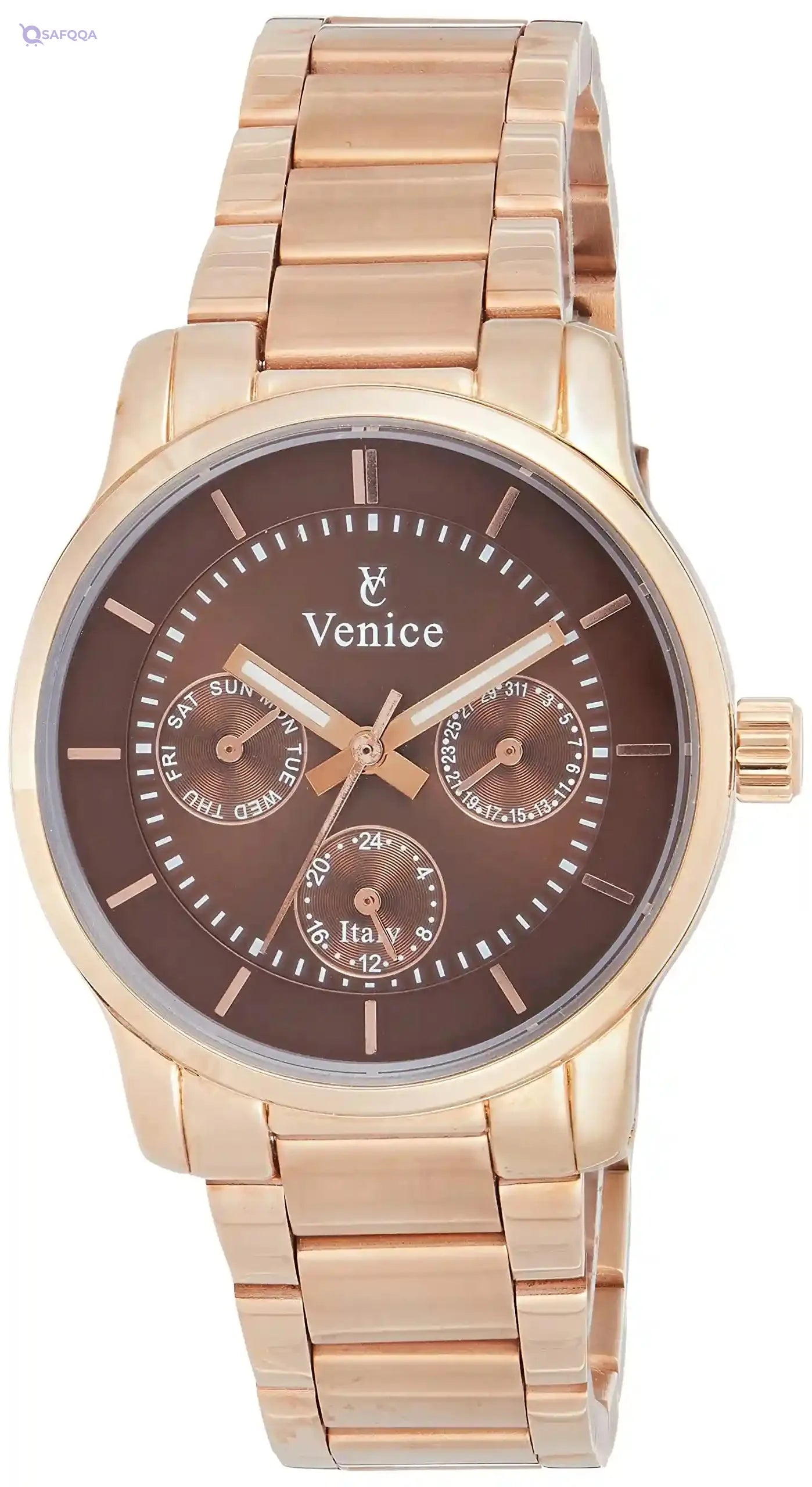 Venice Women’s Stainless Steel Analog Watch – Brown Dial - Safqqa