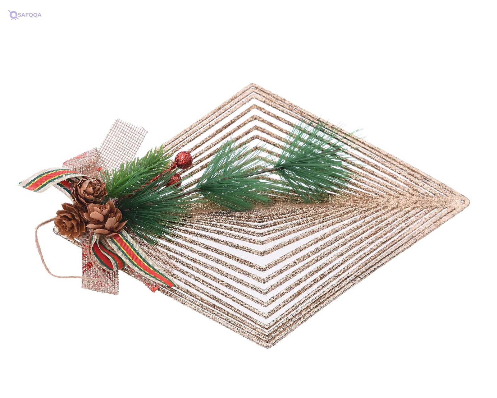 Generic  Plastic Medium Christmas Tree Ornament With Rhombic Shaped And Hollow Lines Design Add More Entertaining For Party Atmosphere - Safqqa