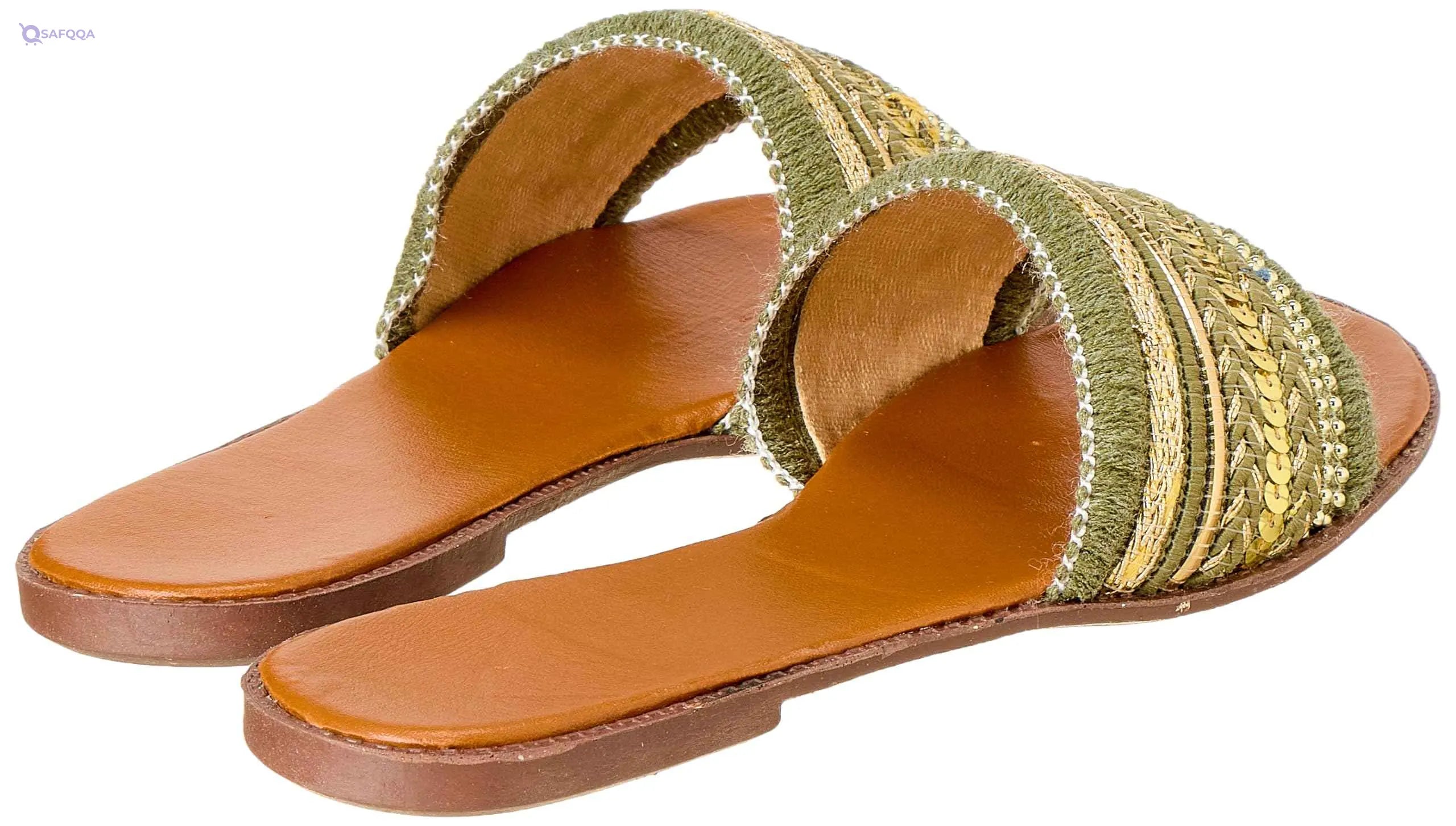 Sway Slides – 1cm Heel, Lace Fabric with Arabesque Embroidery Strap - Safqqa Egypt
